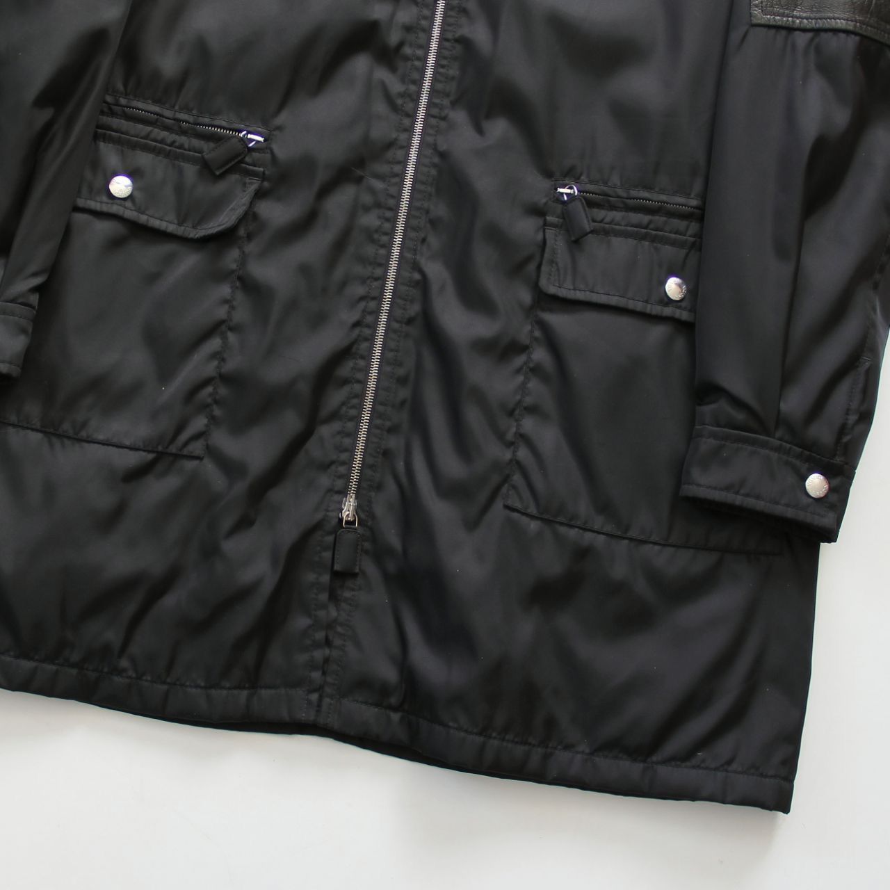 Prada 🔥F/W09 Prada Leather/Nylon Black Overcoat Size US XL / EU 56 / 4 - 6 Thumbnail