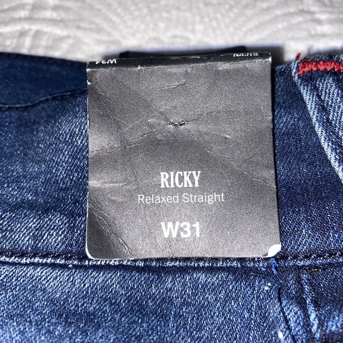 True Religion True Religion Jeans Ricky Relaxed Straight Blue/Red Stiching Size US 31 - 4 Thumbnail
