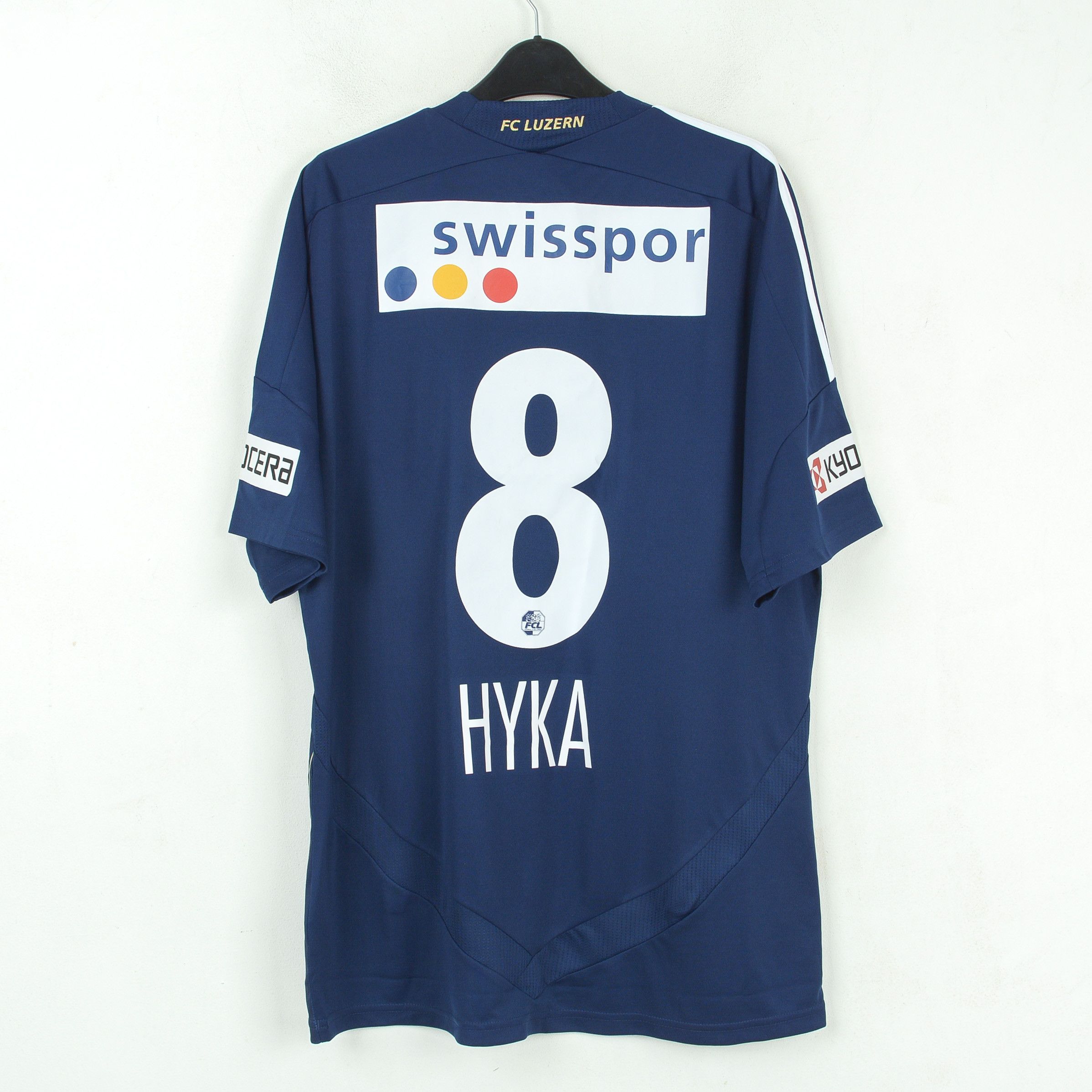 image of Adidas x Soccer Jersey Fc Luzern L Football Home Jersey Shirt 2011 2012 Kit 8 Hyka in Navy (Size La