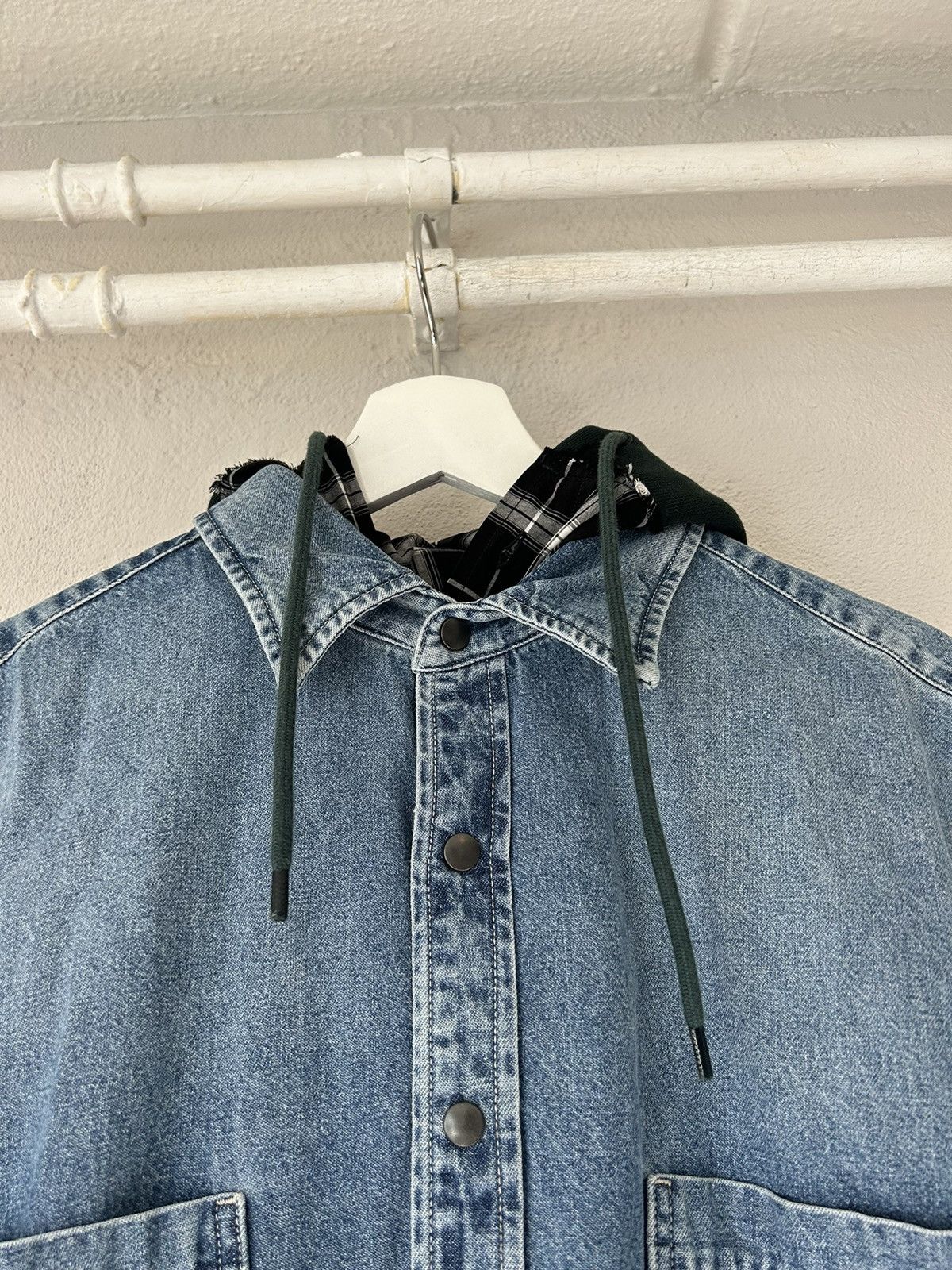 Balenciaga Layered Denim and Flannel Shirt w/ Removable Denim Vest Size US M / EU 48-50 / 2 - 2 Thumbnail