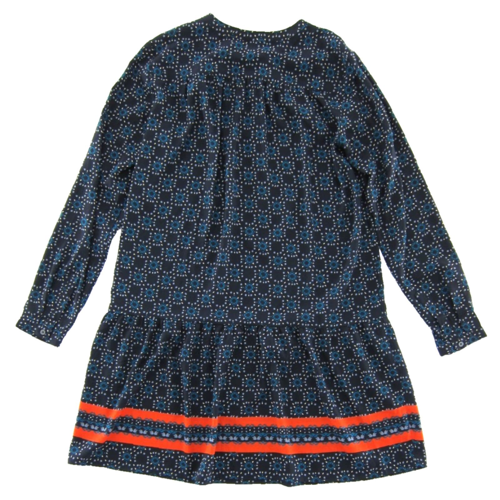 Ann Taylor Ann Taylor Dress Blue Orange Floral Motif Long Sleeve Tunic Shift Small Size S / US 4 / IT 40 - 2 Thumbnail