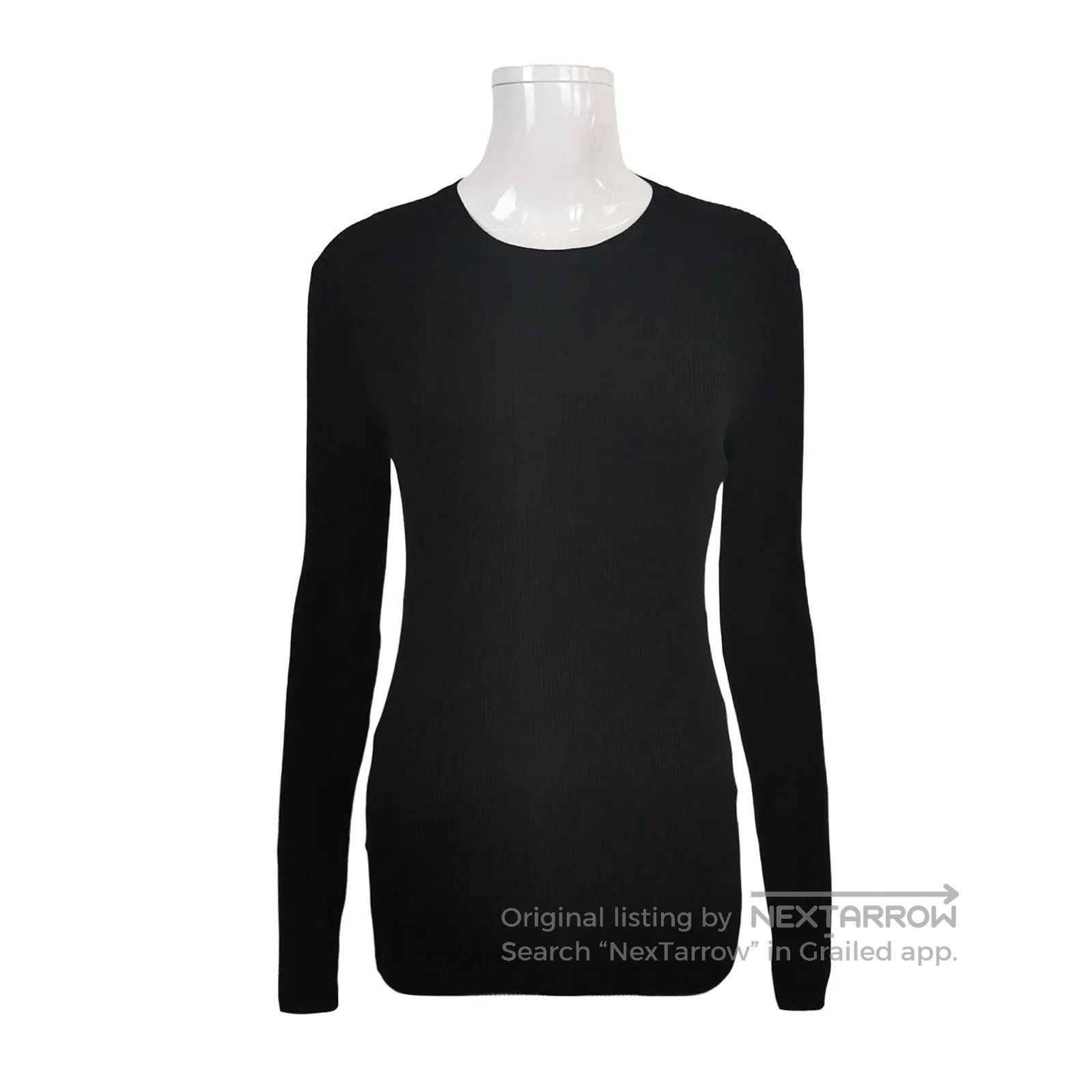 Prada Black Ribbed Knit Long Sleeve Sweater .