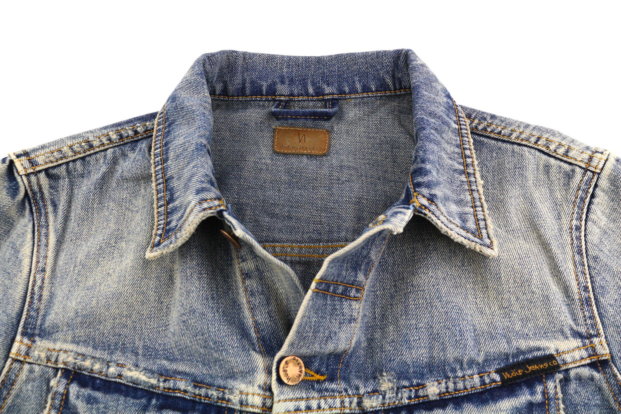 Nudie Jeans BILLY S Shimmering Indigo Washed Ripped Polo Jacket 82489 Size US S / EU 44-46 / 1 - 4 Thumbnail