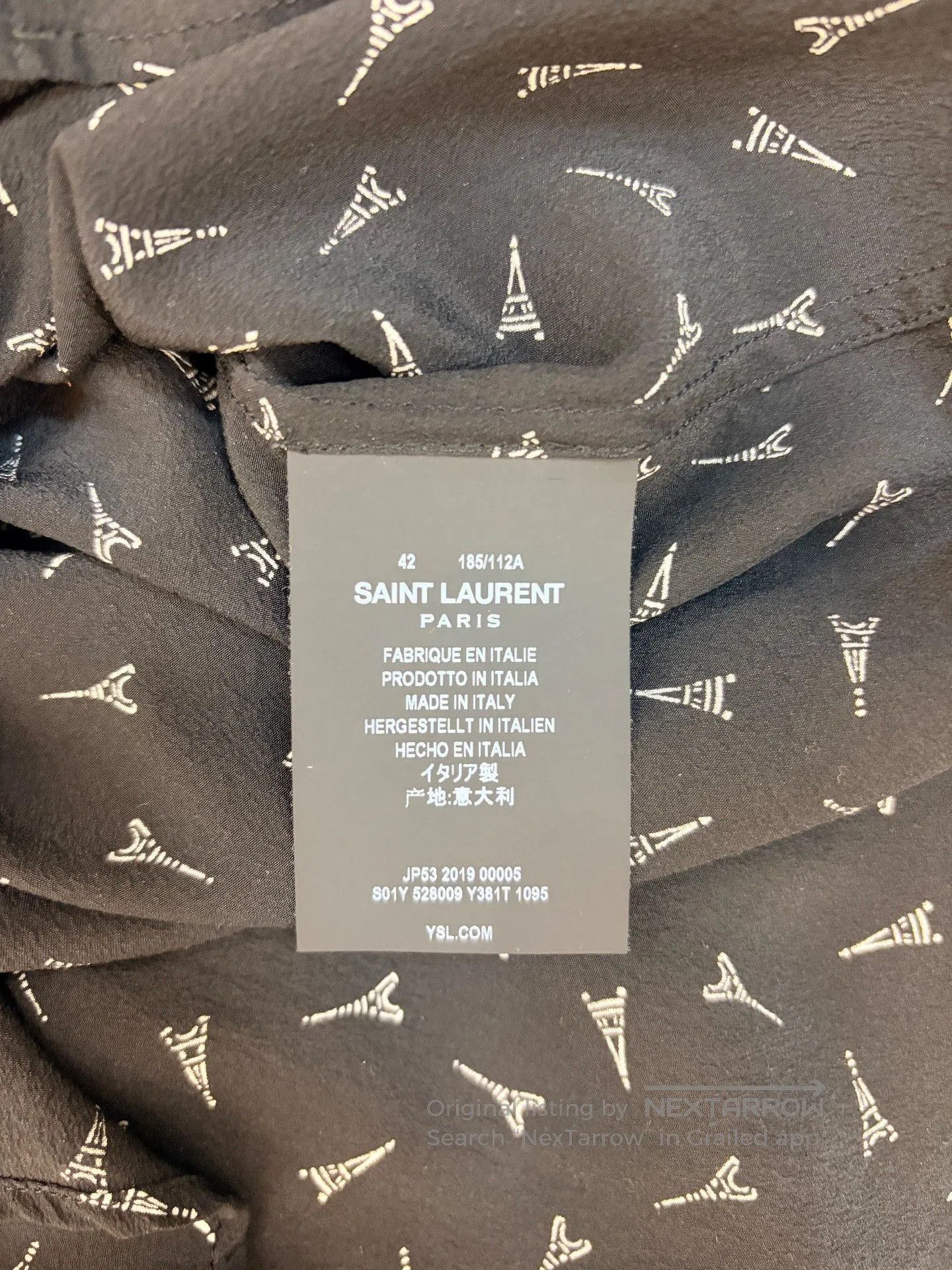 Saint Laurent Paris Saint Laurent Silk Eiffel Tower Shirt 42. Size US XS / EU 42 / 0 - 4 Thumbnail