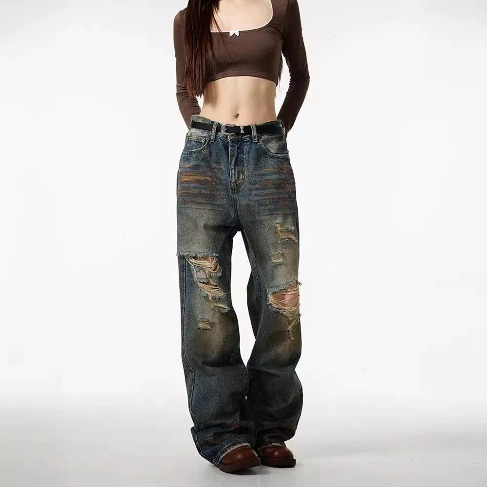 Japanese Brand × Jean Straight leg wide leg ripped jeans Size US 32 / EU 48 - 5 Thumbnail