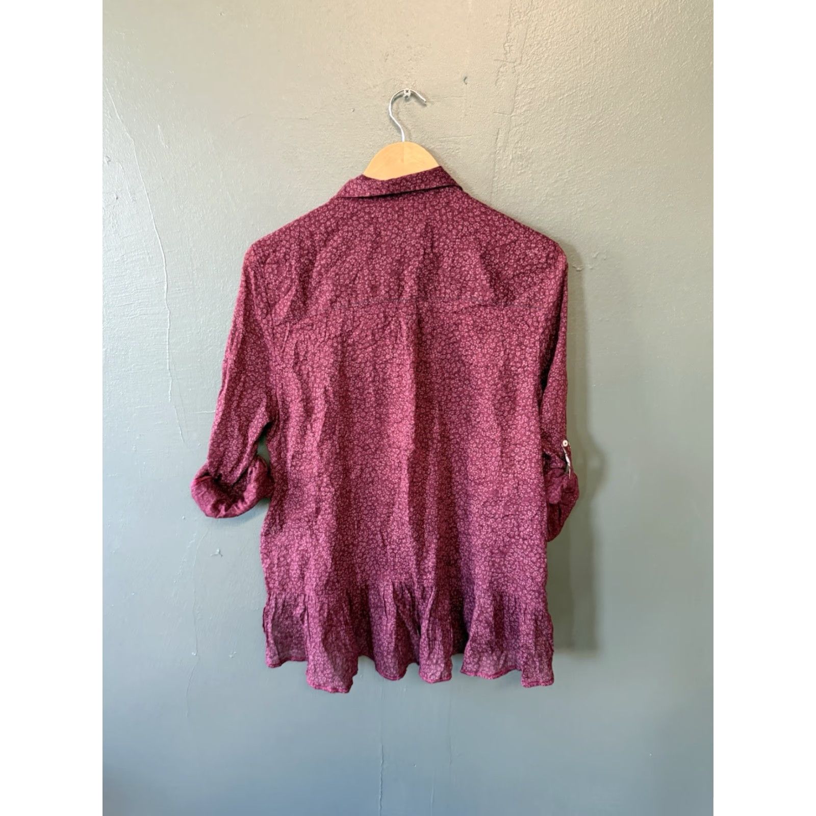 Vintage Holding Horses Womens Red Floral Pattern Button-Up Long Sleeve Size 12 Percent ော် Size XL / US 12-14 / IT 48-50 - 2 Thumbnail