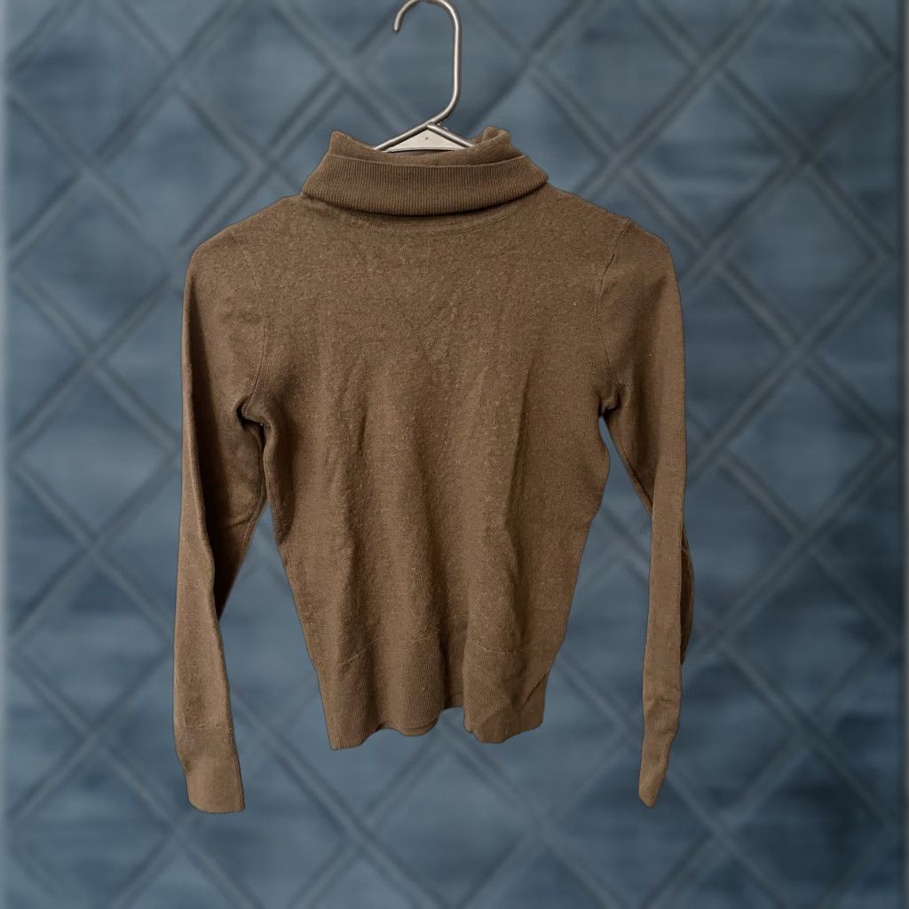 J.Crew J.CREW Sweater Brown M Merino Wool Blend Turtleneck Machine Washable Women's Pullover Slim Knit Wool Blend Casual Size M / US 6-8 / IT 42-44 - 1 Thumbnail