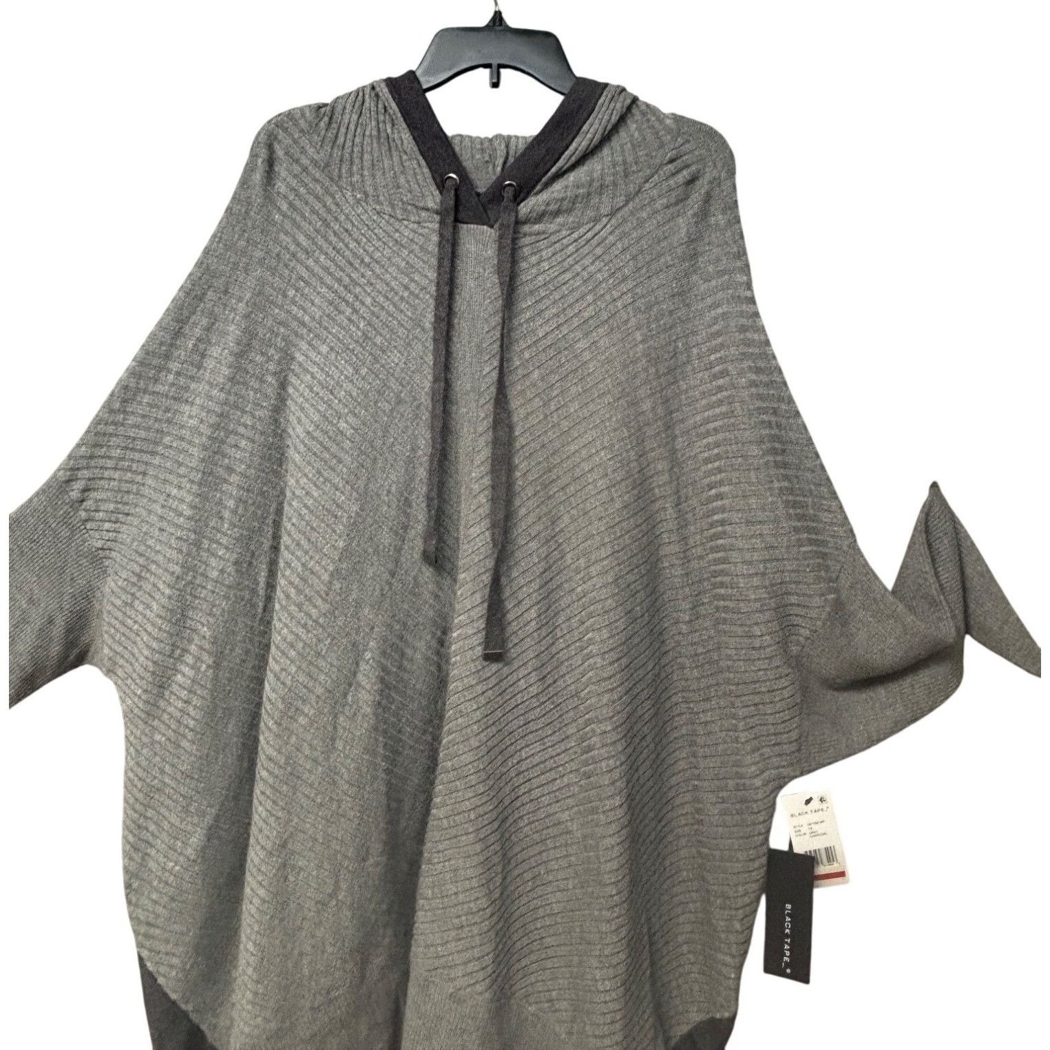 Other Black Tape Women's Plus Size Ribbed Hooded Sweater, Gray Cha Size ONE SIZE - 10 Thumbnail