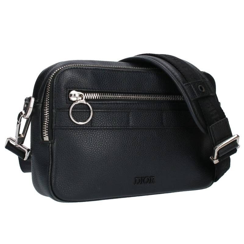 image of Dior Safari Messenger Shoulder Bag Black Leather in Brown, Women's