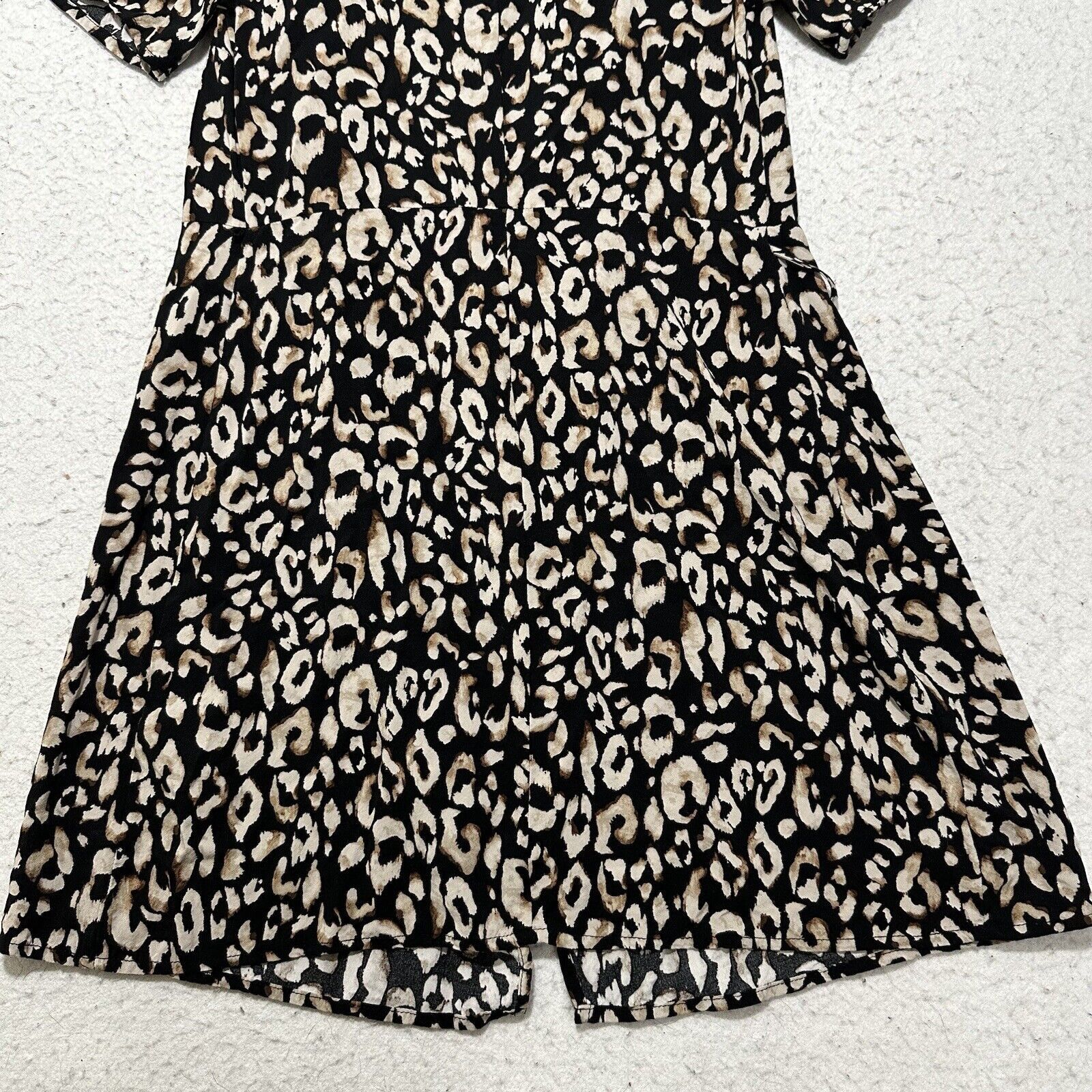 H&M H&M XS Black Begige Leopard Mini Wrap Dress Short Sleeve Size XS / US 0-2 / IT 36-38 - 14 Thumbnail