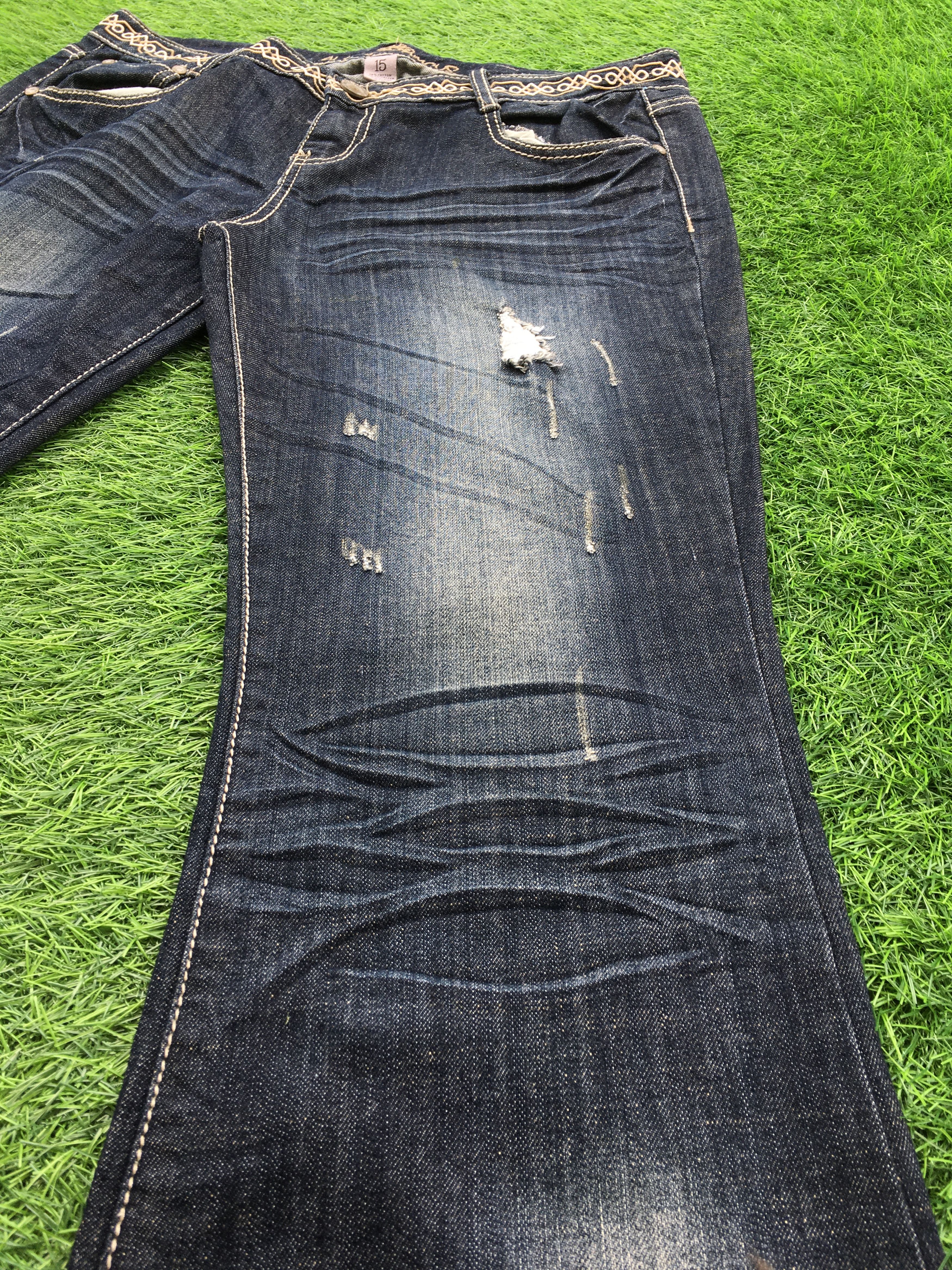 Designer × Jean Distressed Low Waist Bootcut Stretch Jeans D-999 Size 32" / US 10 / IT 46 - 8 Thumbnail