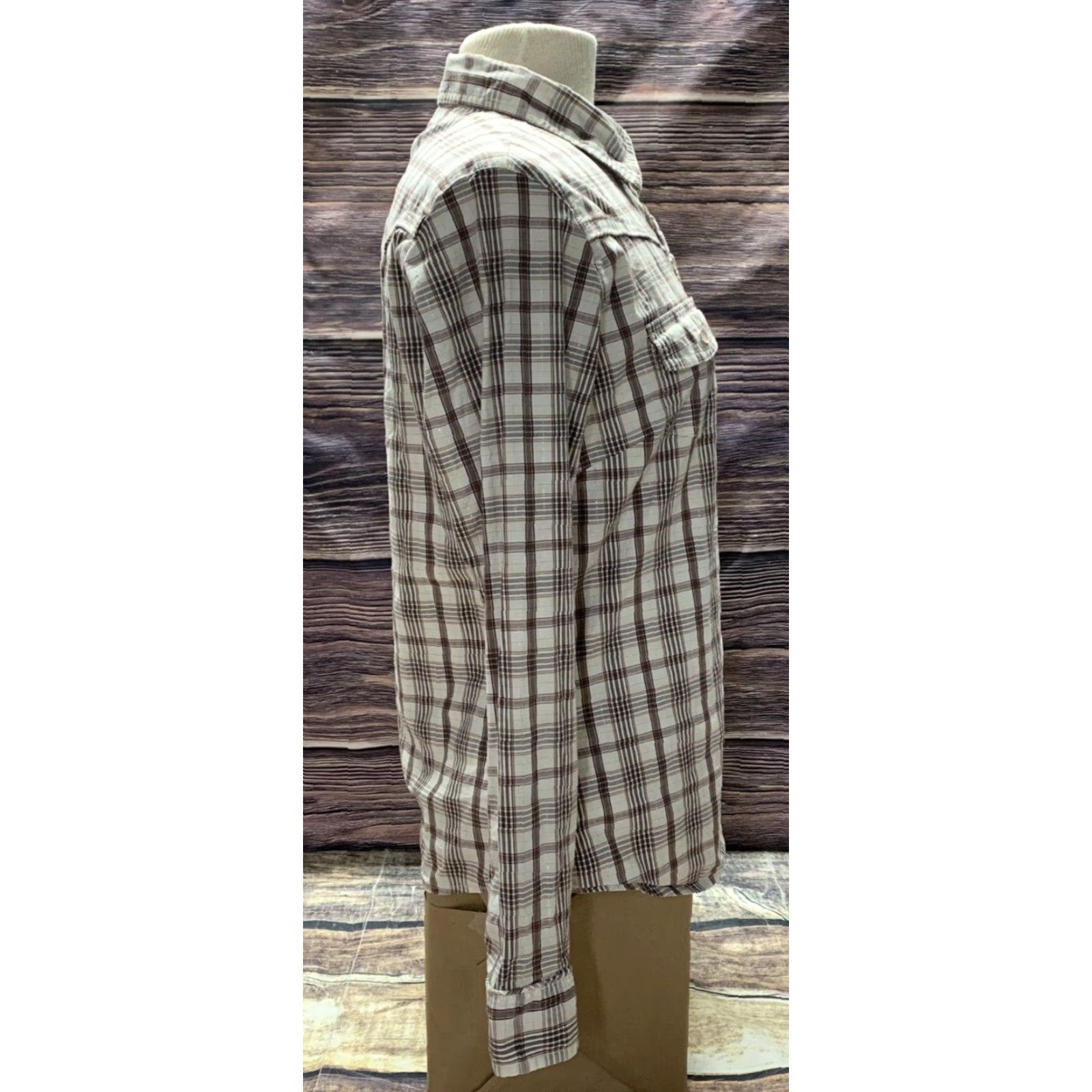 Old Navy Old Navy Pearl Snap Shirt Pearl Snap Western Style Size Medium 2 Front Pockets Brown White Burgandy Men Size US M / EU 48-50 / 2 - 3 Thumbnail