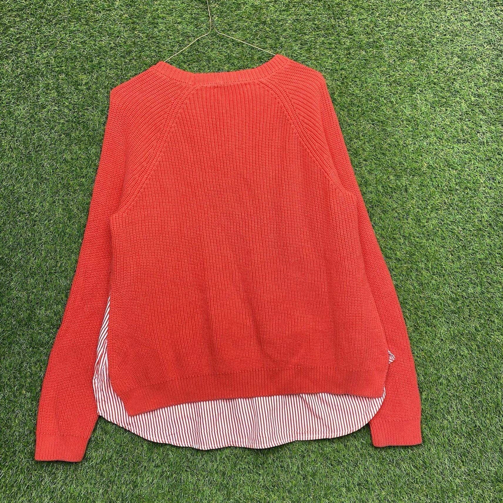 Ralph Lauren VINTAGE Lauren Ralph Lauren Mock Layer Collared Sweater Womens Large Dickie Blood Orange Knit Pullover Size L / US 10 / IT 46 - 2 Thumbnail