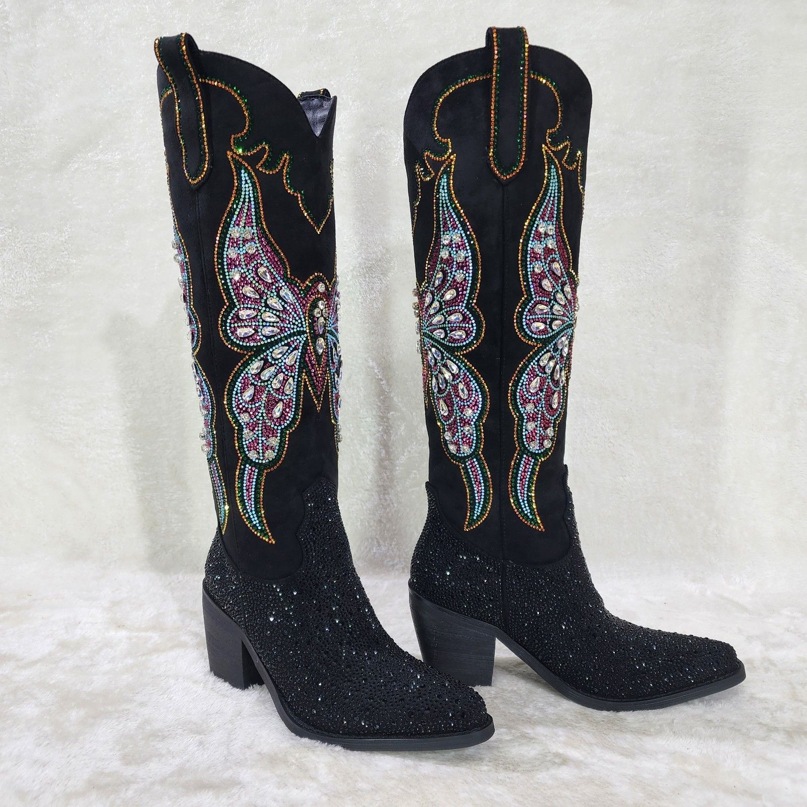 Other Fantasy Rider Country Western Cowgirl Knee Boots Rhinestones Size US 9 / IT 39 - 3 Thumbnail