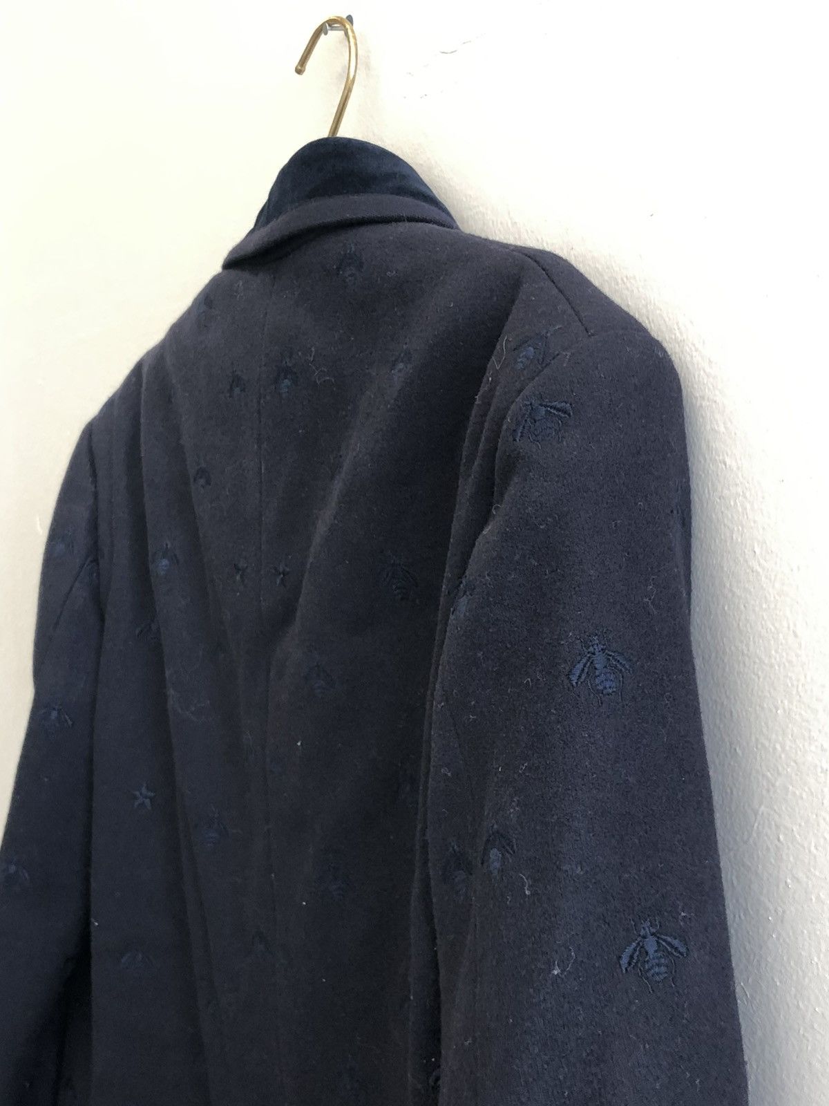 Gucci Gucci Gray All-Over Bee Embroidery Wool Overcoat 44R Size US S / EU 44-46 / 1 - 8 Thumbnail