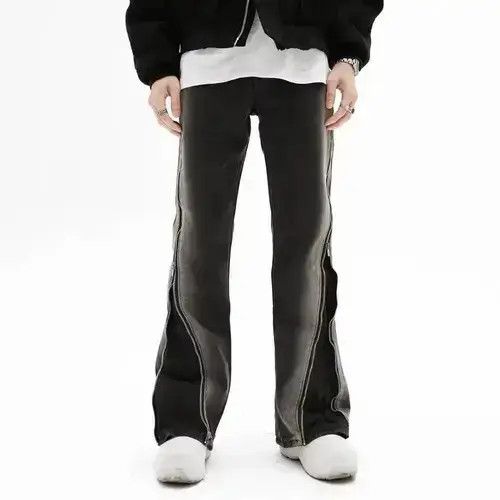 Japanese Brand × Jean Y2K Baggy Flared Jeans Zipper Slit Frayed Hip Hop Trousers Size US 32 / EU 48 - 3 Thumbnail