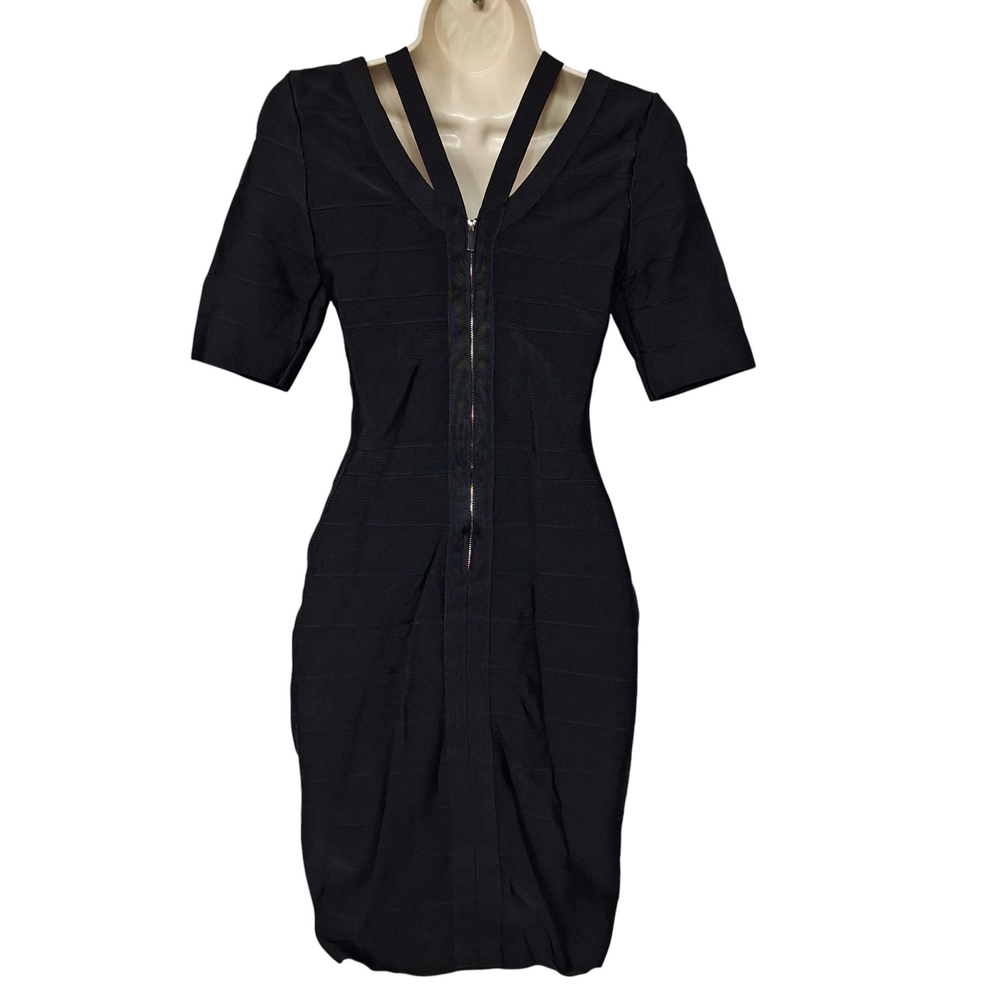 Venus Venus Bodycon Wrap Dress Med Solid Black V-Neck Minimalist L Size M / US 6-8 / IT 42-44 - 3 Thumbnail