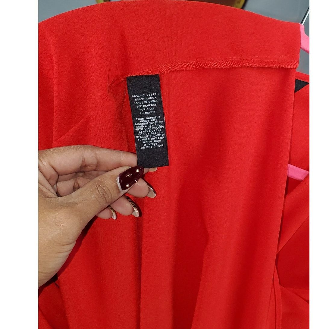 Other Sharagano Red V-Neck Flowing Batwing Sleeve Dress Size 10 Size L / US 10 / IT 46 - 6 Thumbnail