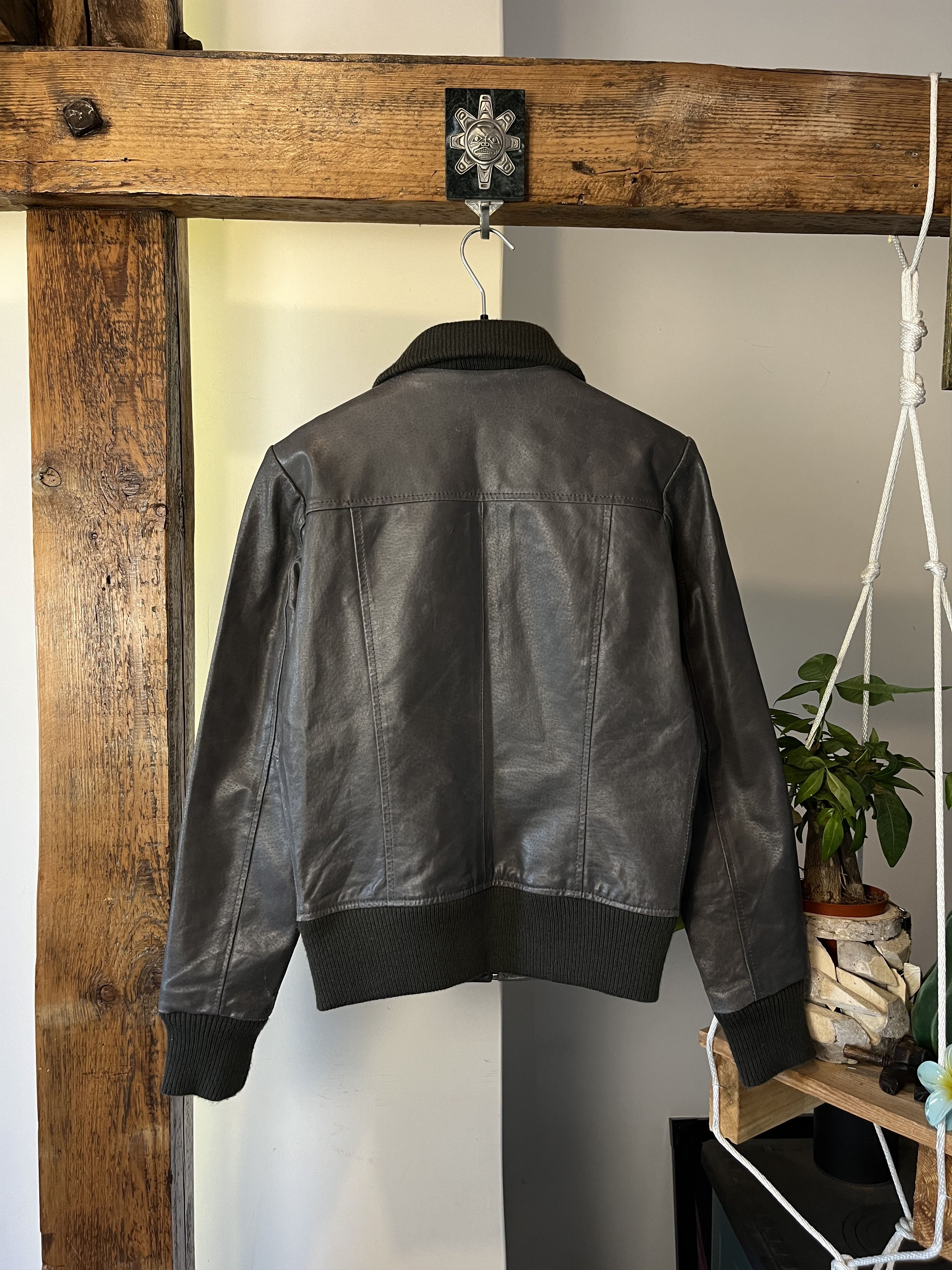 Japanese Brand × Vintage 90s Real Leather Gray Biker Jacket Maison Margiela Style Size S / US 4 / IT 40 - 2 Thumbnail