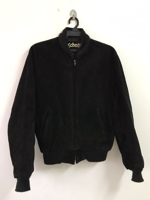 Vintage Rare 90s Schott Suede Black Leather Bomber Jacket | Grailed