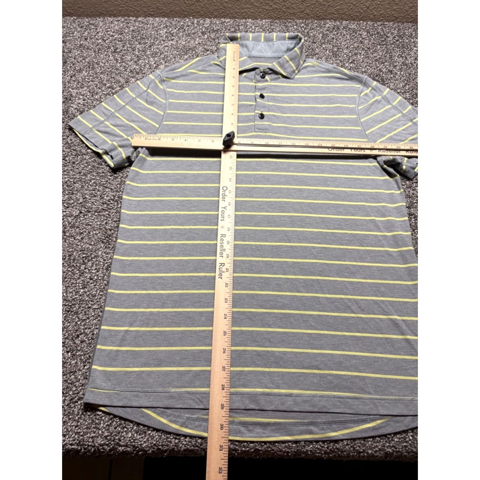 Lululemon Lululemon Evolution Polo Shirt Mens M Gray Yellow Striped Golf Athleisure Polo Shirt Size US M / EU 48-50 / 2 - 4 Thumbnail