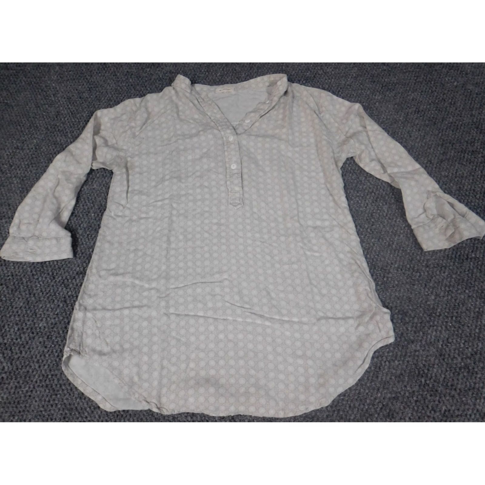 Vintage B Vestry Blouse Shirt Ladies L Gray Floral Crew Neck Long Sleeve Cotton Casual Tunic Classic Stretch Womens Regular Size L / US 10 / IT 46 - 4 Thumbnail