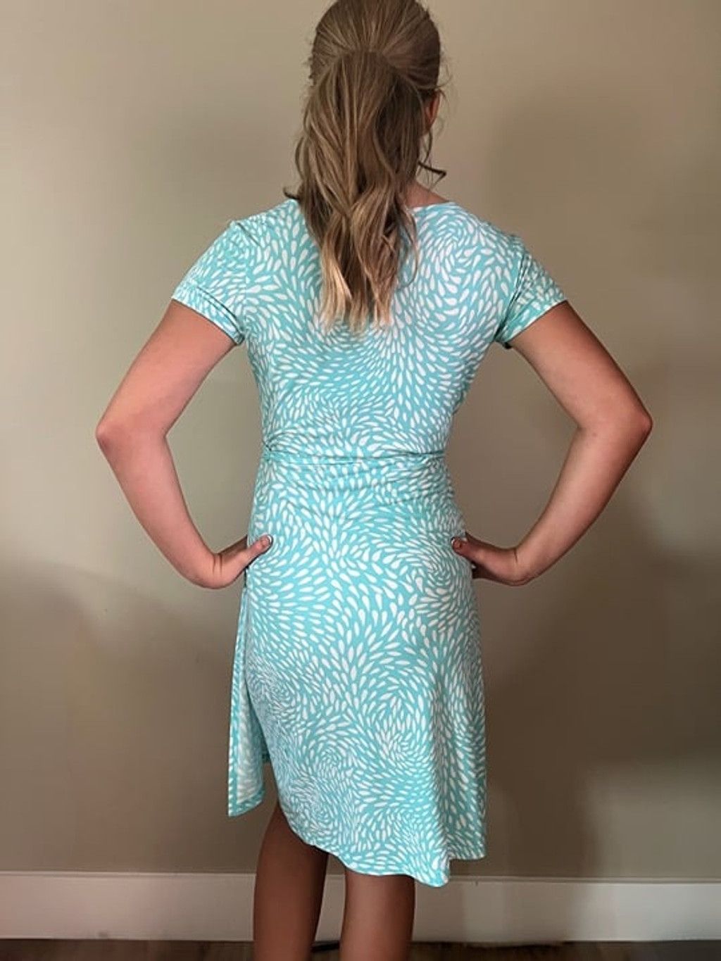Vintage Y2K Aqua Blue Summer Raindrop Wrap Dress by Attention sz XS Size XS / US 0-2 / IT 36-38 - 6 Thumbnail