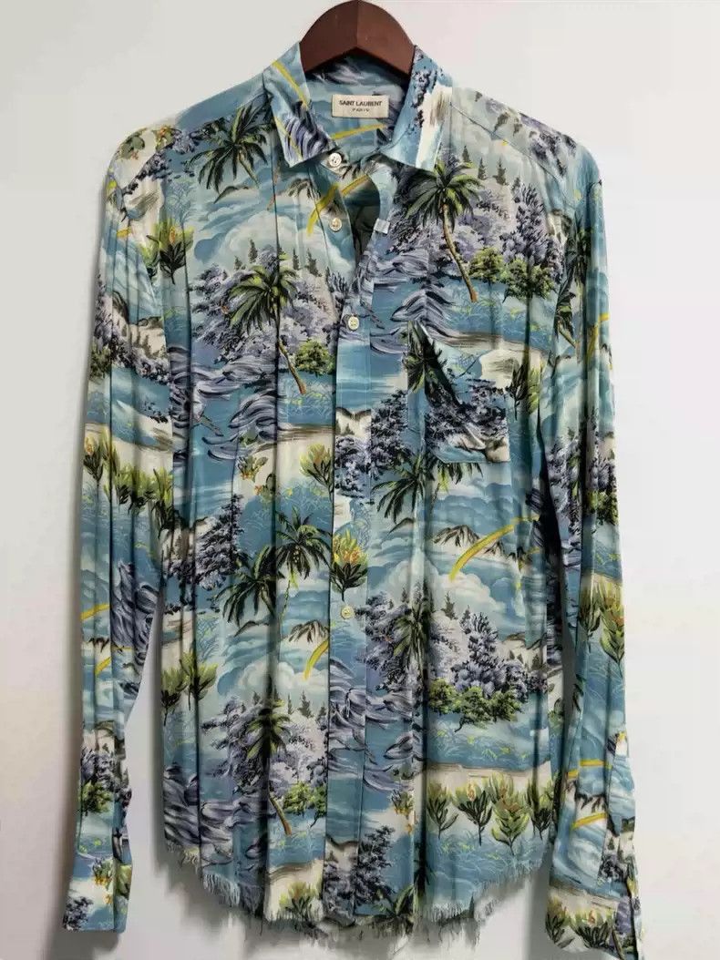 Saint Laurent 16SS Show style Palm Tree Wave Shirt-2506