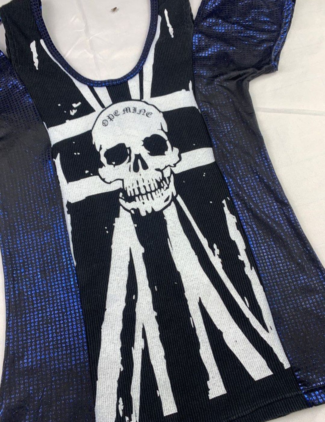Japanese Brand Opemine Punk Multifabric Skull Flag Graphic Buckle Top Size S / US 4 / IT 40 - 2 Thumbnail