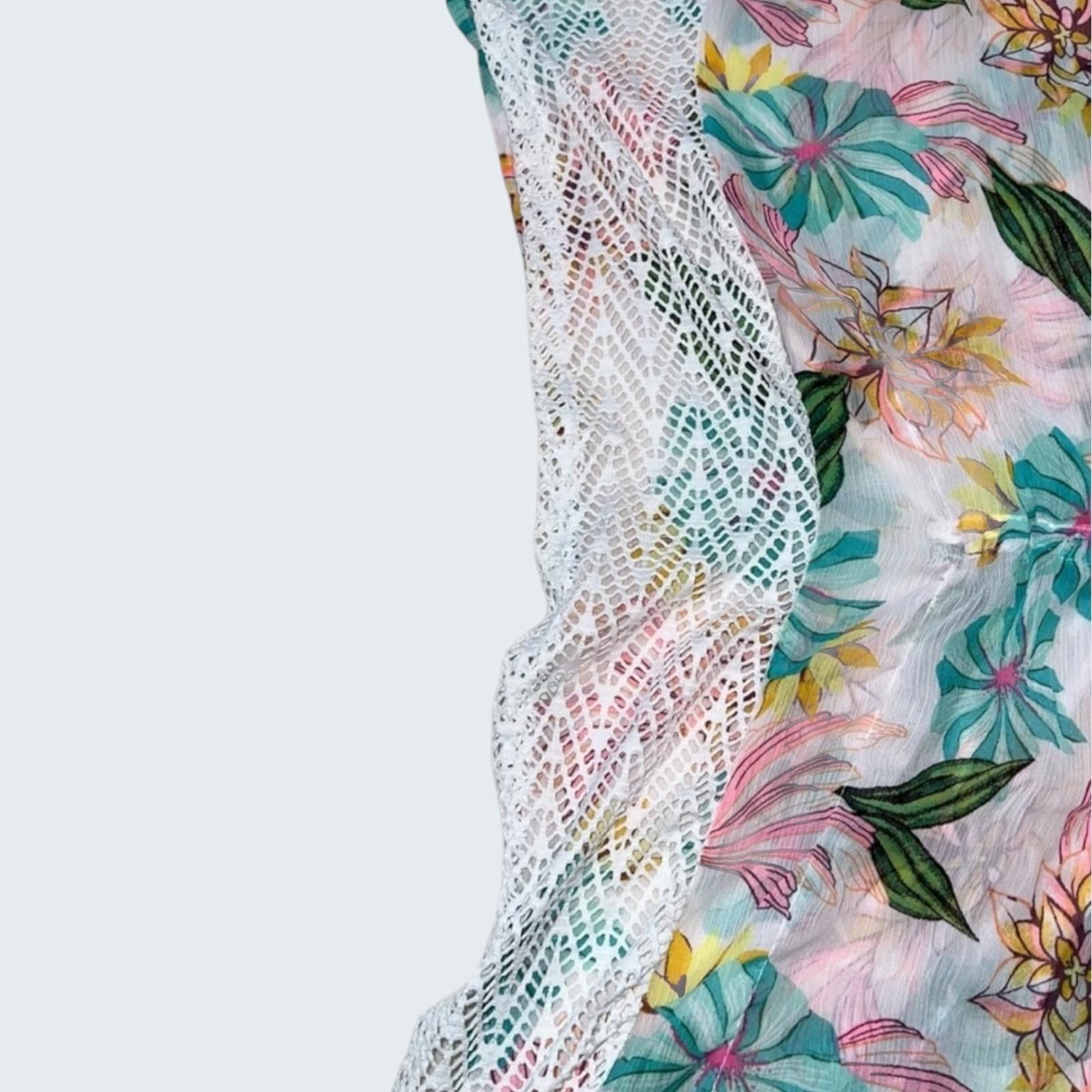 Other Aiken Swim Floral Kaftan Cover Up Crochet Tassel Medium NWT Size ONE SIZE - 4 Thumbnail