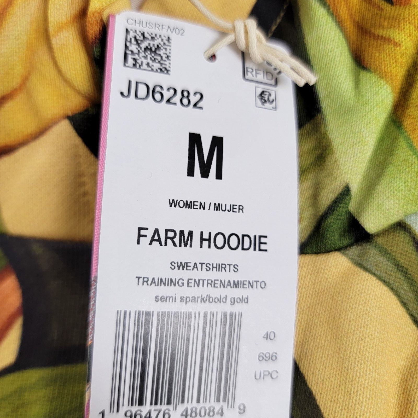 Adidas Adidas x Farm Rio Wmns Crop Top Hoodie Yellow Sz M JD6282 Size M / US 6-8 / IT 42-44 - 5 Thumbnail