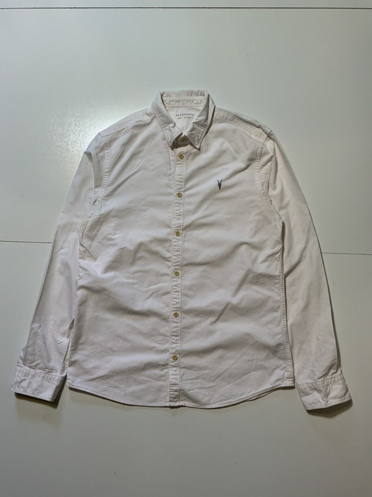 Allsaints AllSaints Ram Skull Pink/White Striped Kilda Button Shirt Size US S / EU 44-46 / 1 - 2 Thumbnail