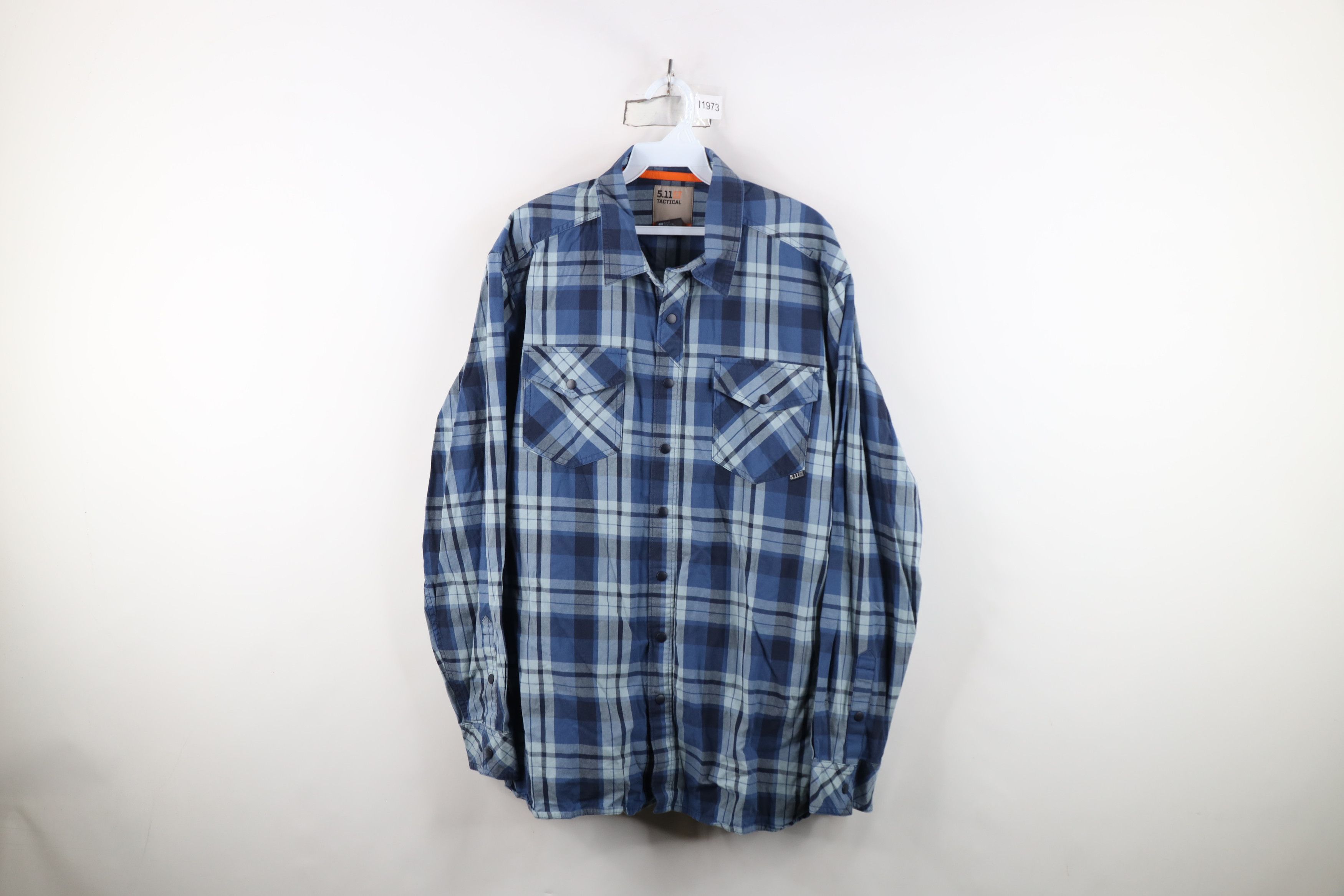 Vintage 5.11 Tactical Series Flannel Snap Button Shirt Plaid Blue Size US L / EU 52-54 / 3 - 1 Thumbnail