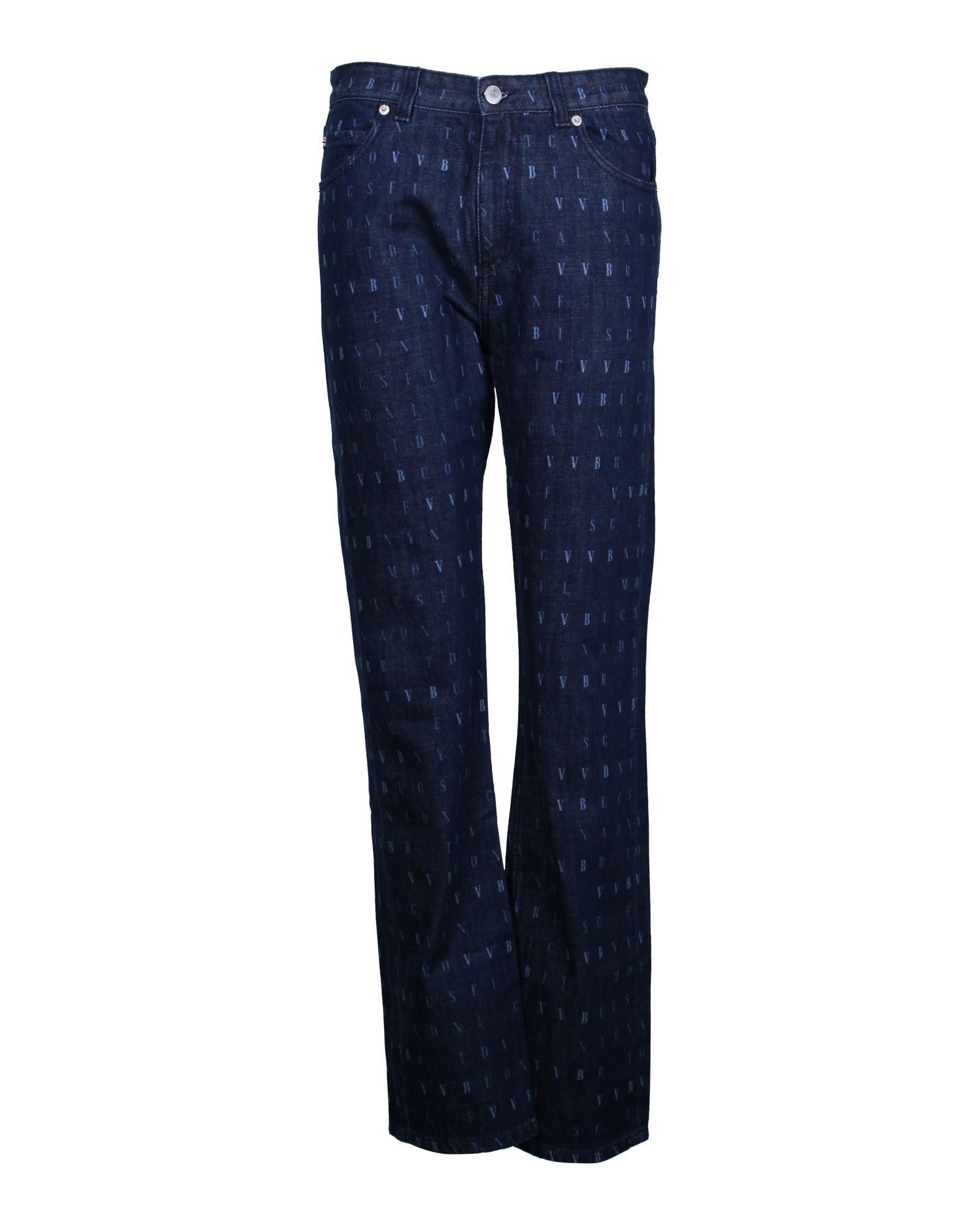 image of Victoria Beckham Logo-Printed Straight-Leg Jeans In Blue Denim, Women's (Size 26)