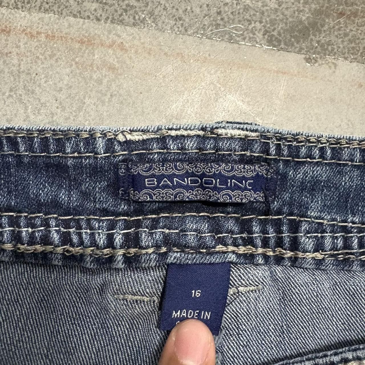 Japanese Brand × Vintage Crazy Vintage Y2K/2000s WideLeg Embroidered Pocket Grunge Skater Style Dark Wash Denim Jeans! Size US 36 / EU 52 - 8 Thumbnail