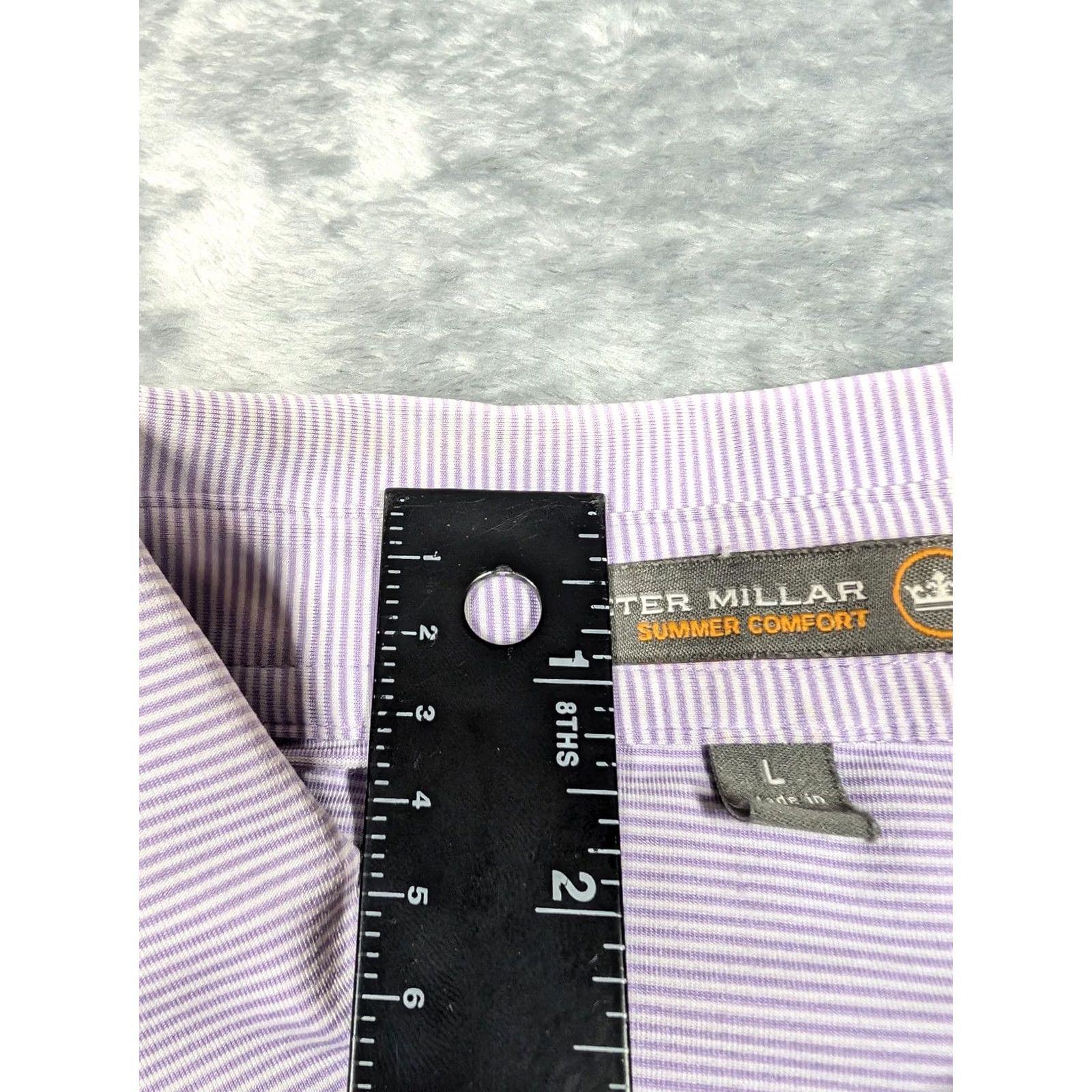 Peter Millar Peter Millar Polo Shirt Mens L Purple White Stripe Summer Comfort Golf Tech Size US L / EU 52-54 / 3 - 6 Thumbnail
