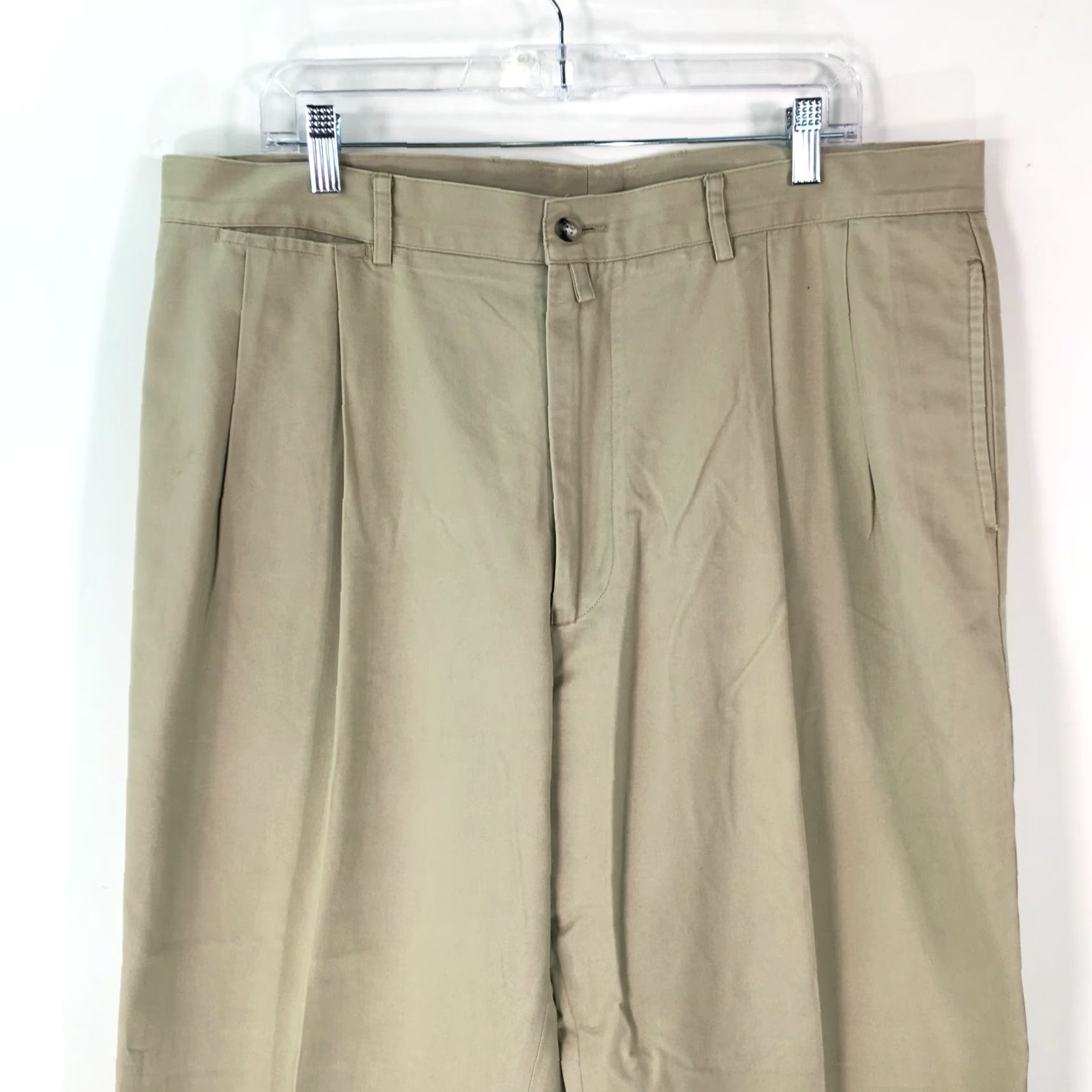 Faconnable Façonnable Mens Dress Pants High Rise Pleated Front Cuffed Beige Size 40 Size US 40 / EU 56 - 2 Thumbnail