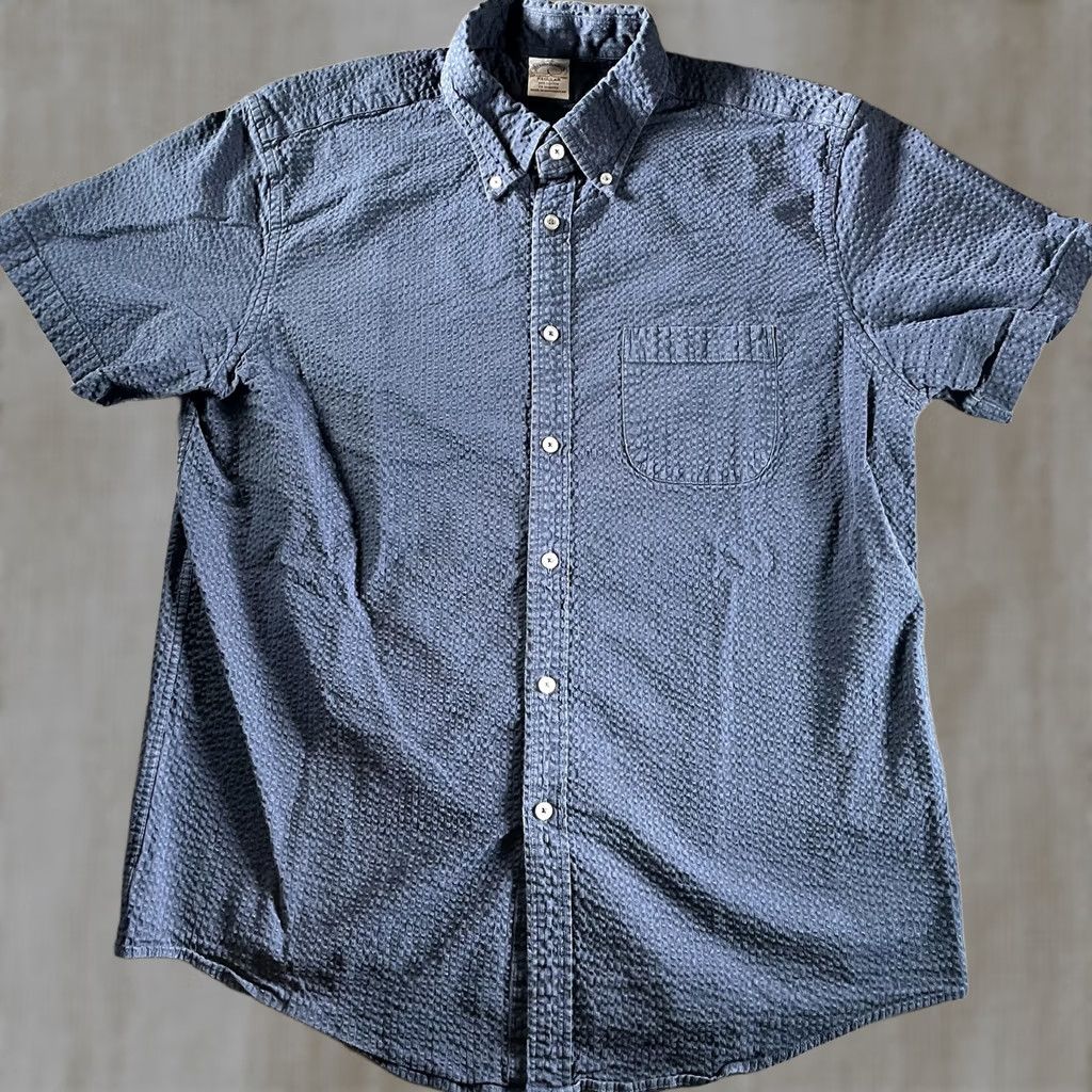 Brooks Brothers Brooks Brothers Shirt Mens Large Blue Textured Short Sleeve Button Front Shirt Size US L / EU 52-54 / 3 - 1 Thumbnail