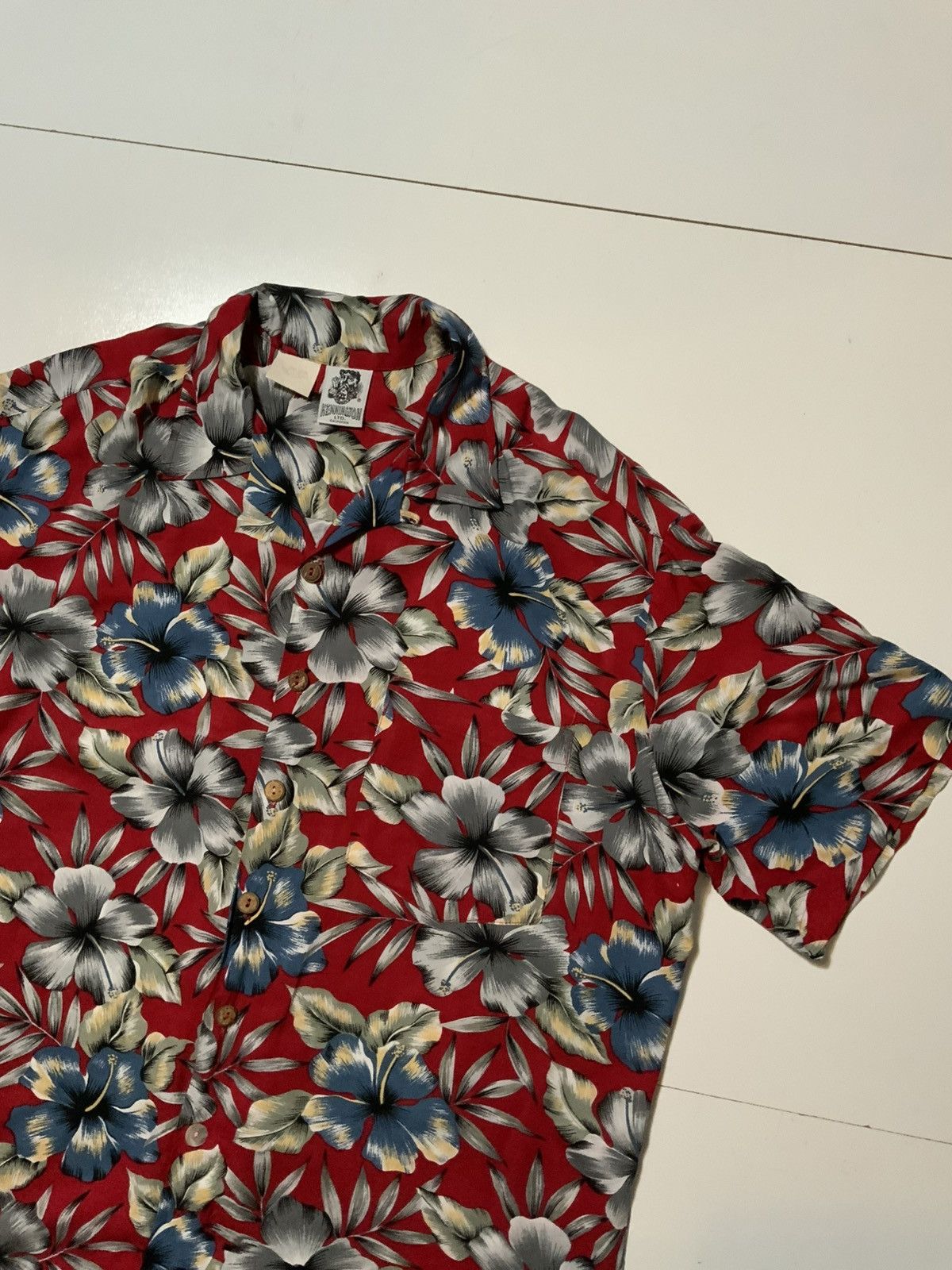 Kennington Ltd. × Vintage Vintage Hawaiian Floral Loop Collar Hula Girl Luau Shirt Size US L / EU 52-54 / 3 - 3 Thumbnail