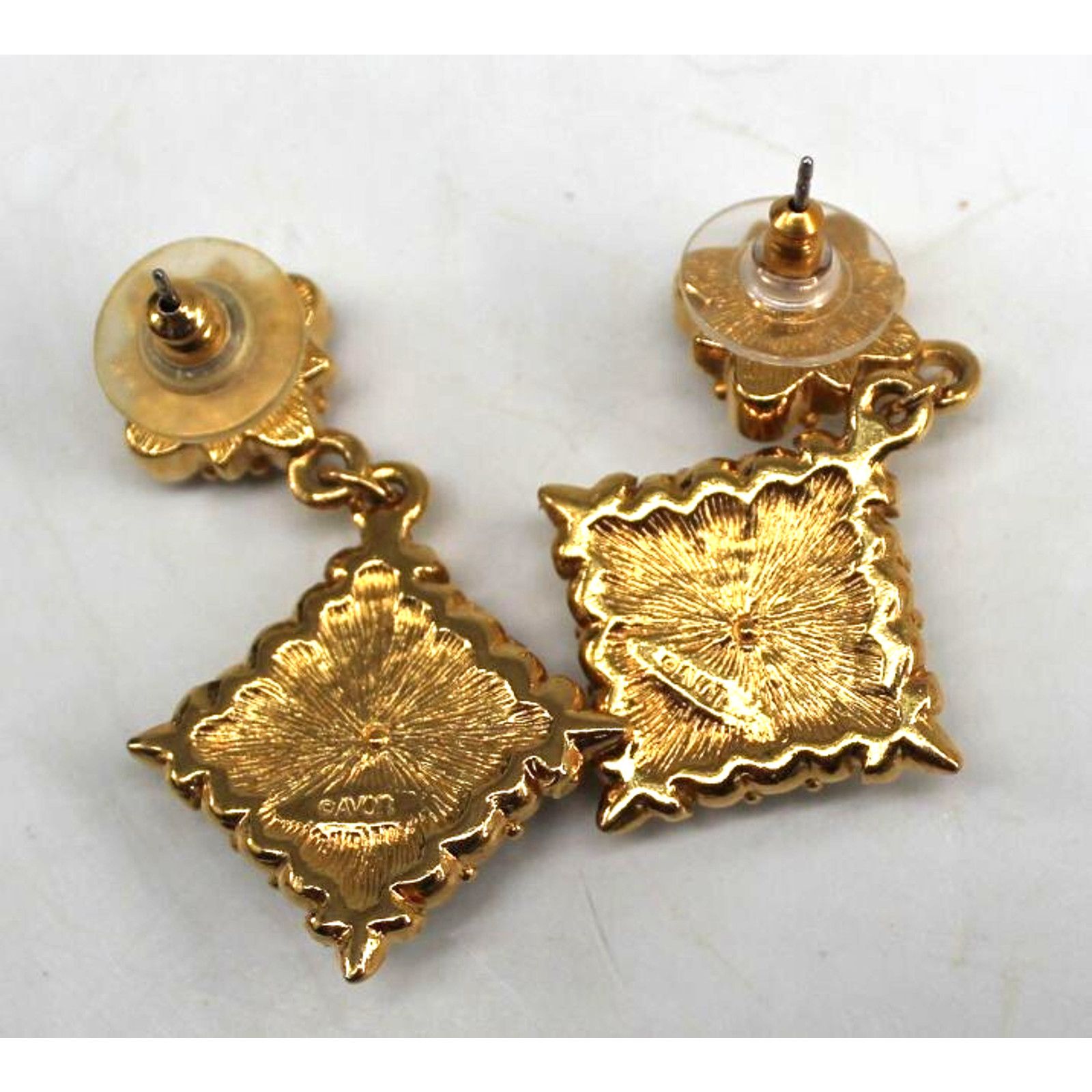 Other Elegant Avon Earrings Gold Tone White Rhinestone Studded Size ONE SIZE - 2 Thumbnail