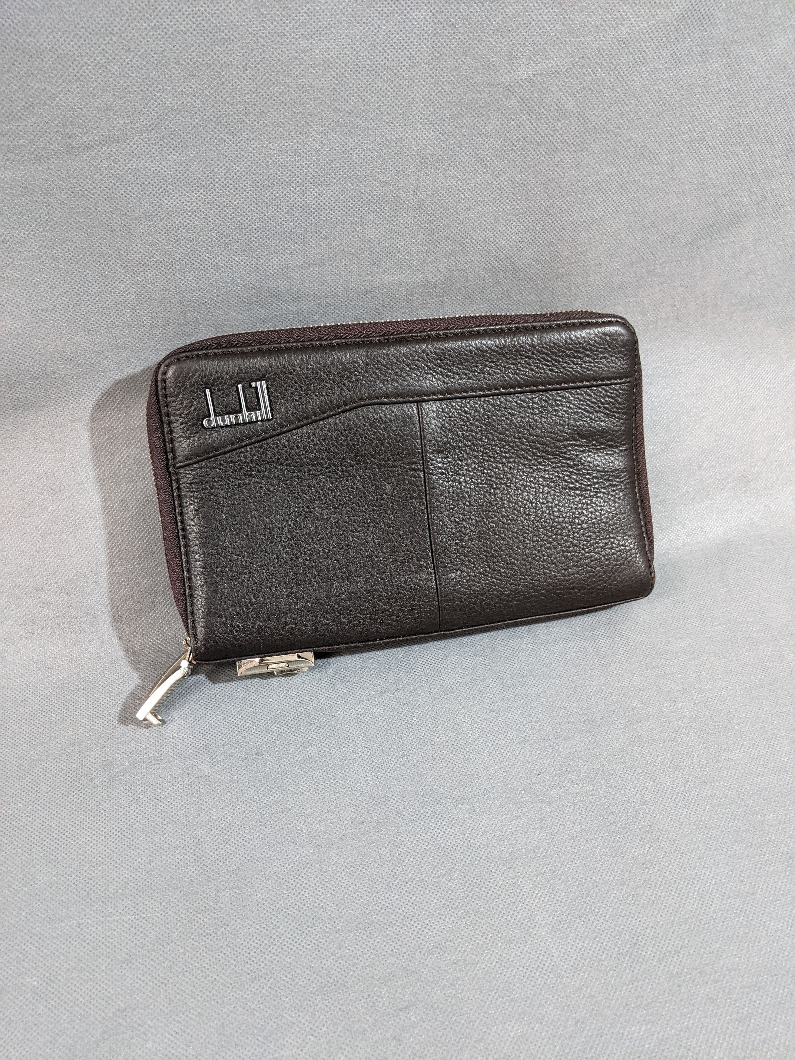 image of Alfred Dunhill Vintage Dunhill Clutch Leather With Zip Lock in Brown, Men's