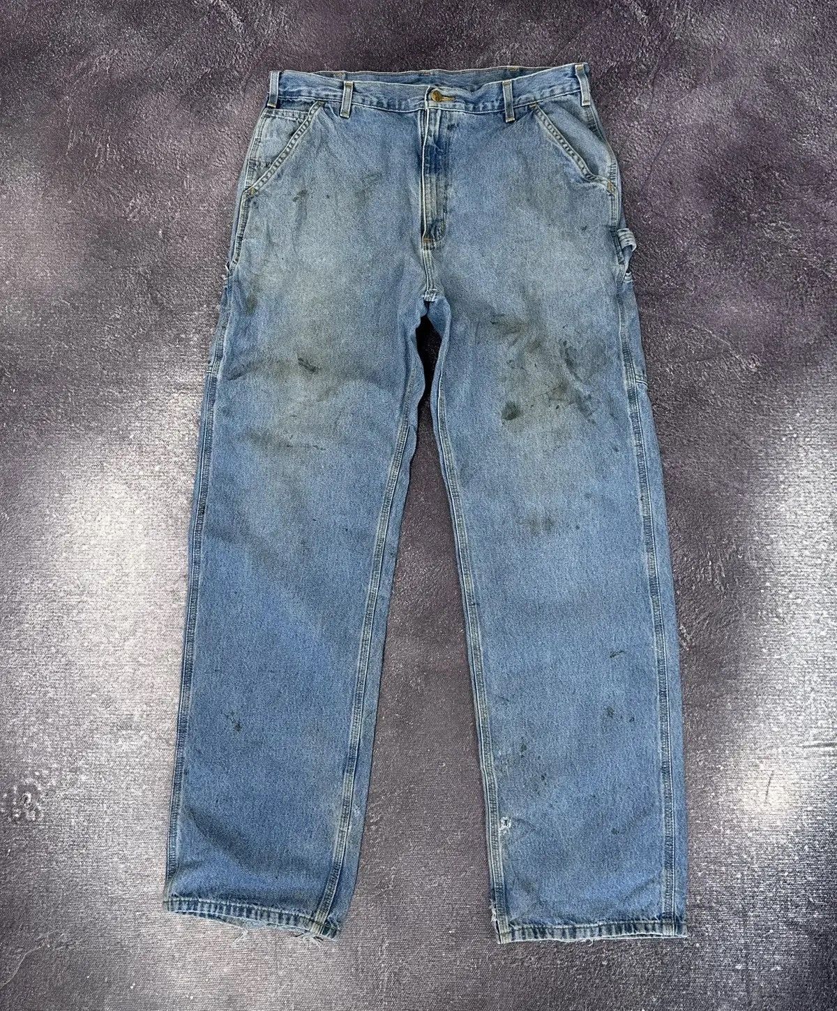 Carhartt × Vintage Vintage Carhartt Original Dungaree Fit Blue Denim Jeans Size US 38 / EU 54 - 2 Thumbnail
