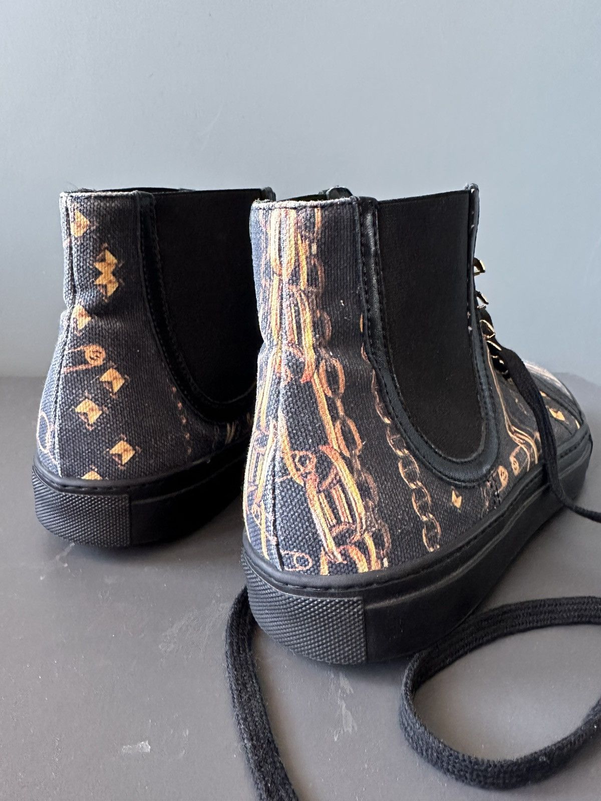 Versus Versace Versace Versus Barocco Washed Black Hi-Top Sneakers Size 41 Size US 8 / EU 41 - 4 Thumbnail