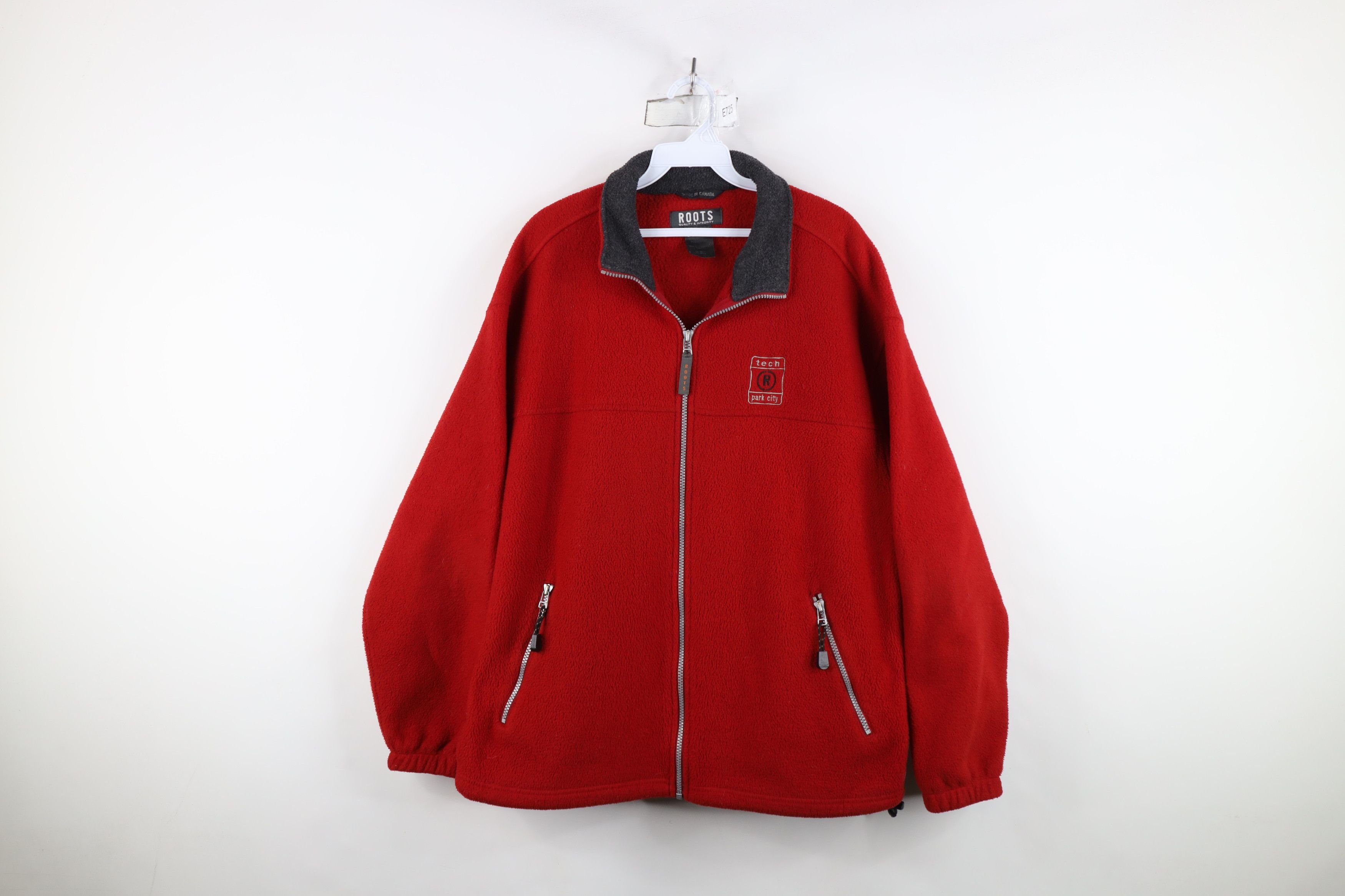 Vintage Vintage 90s Roots Tech Park City Utah Fleece Jacket Red Size US M / EU 48-50 / 2 - 1 Thumbnail