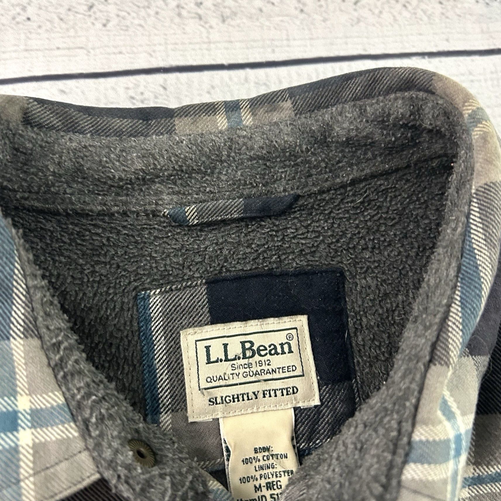 Vintage L.L. Bean Fleece Lined Shirt Jacket Mens M Gray Flannel Jacket Size US M / EU 48-50 / 2 - 2 Thumbnail