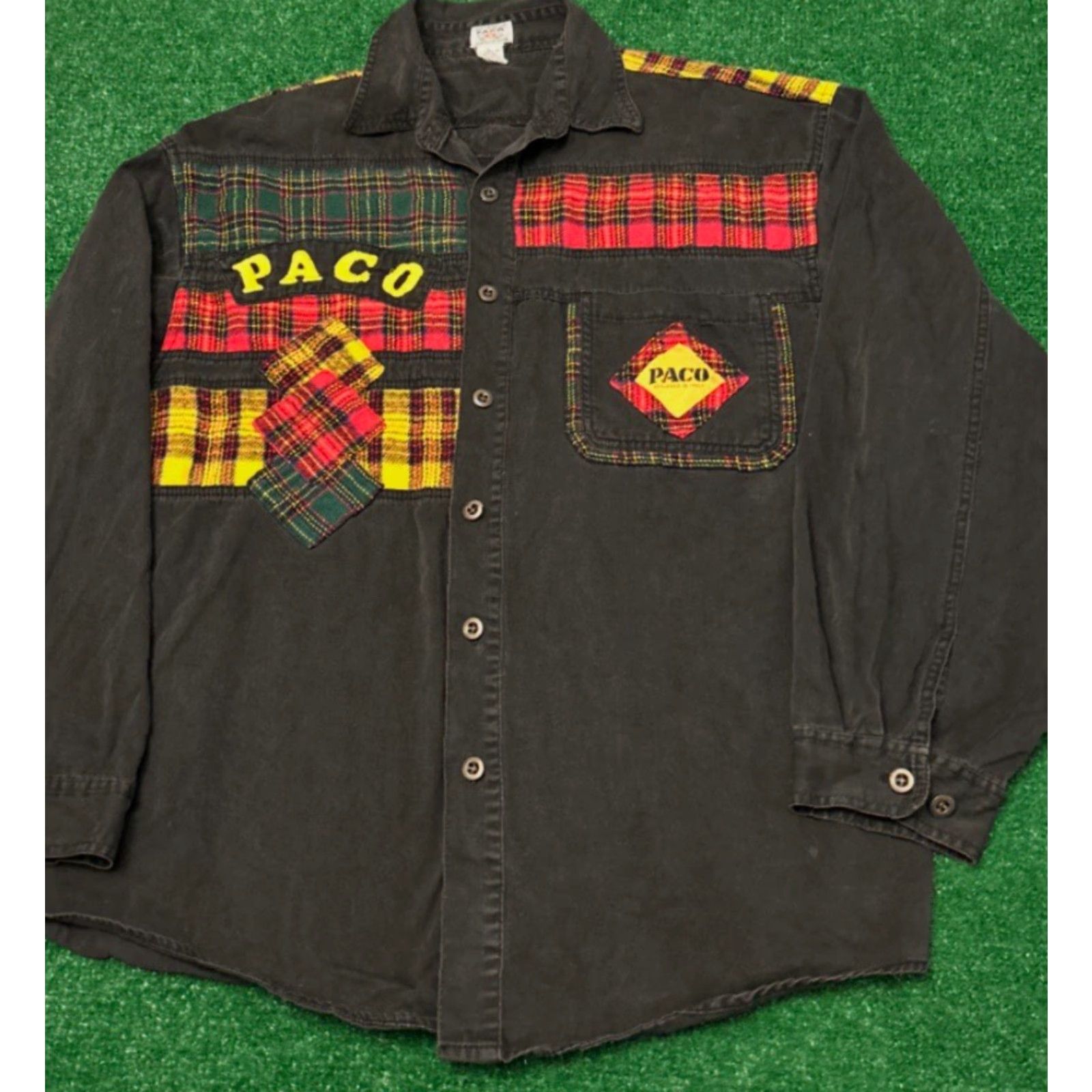 Vintage VINTAGE PACO Patchwork Button-Up Shirt Mens L Black 90s Y2K Punk Grunge Hip Hop Size US L / EU 52-54 / 3 - 5 Thumbnail