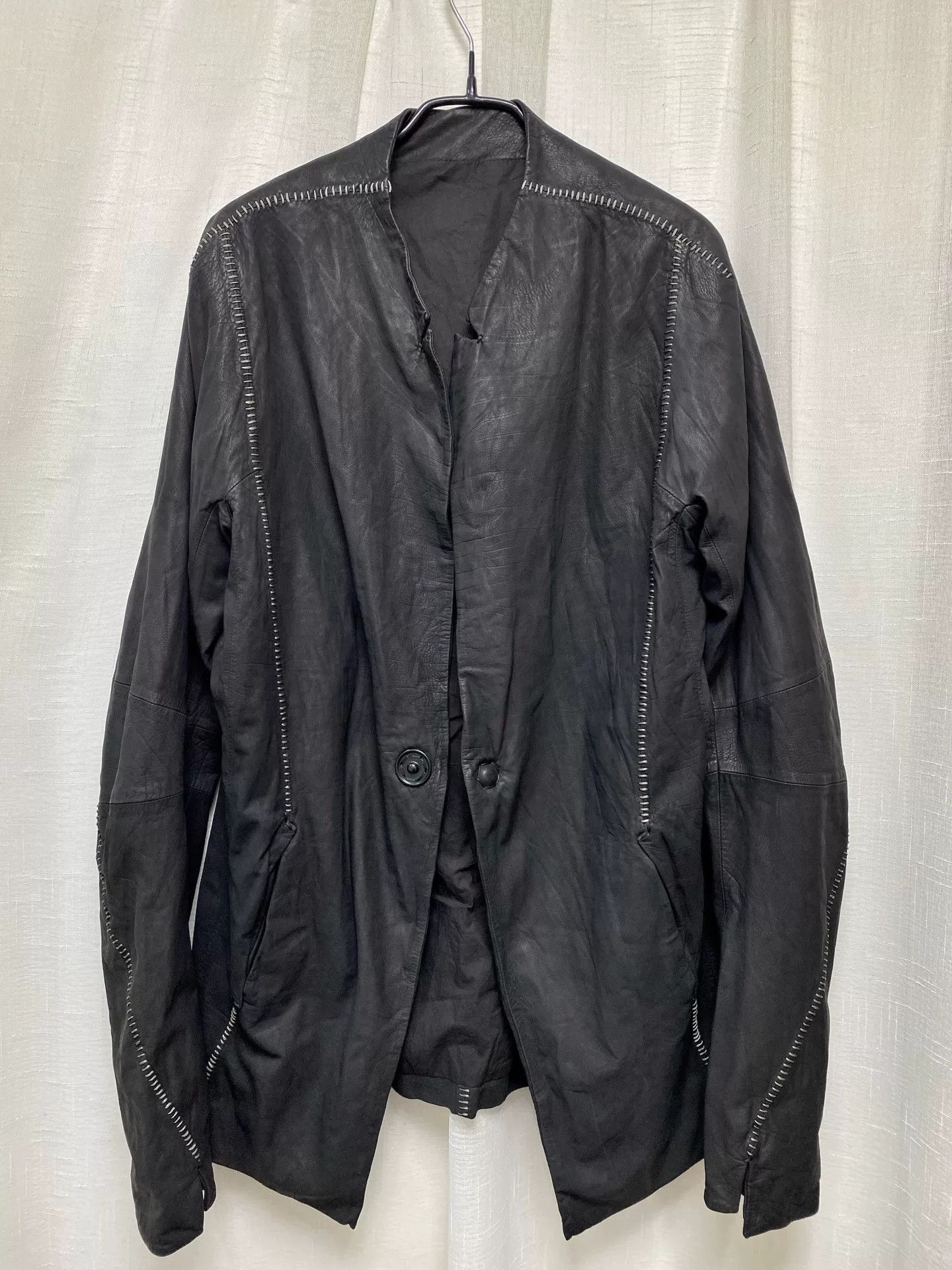 Other Dark Distressed Sheepskin Overlock Stitch Jacket Size US M / EU 48-50 / 2 - 5 Thumbnail