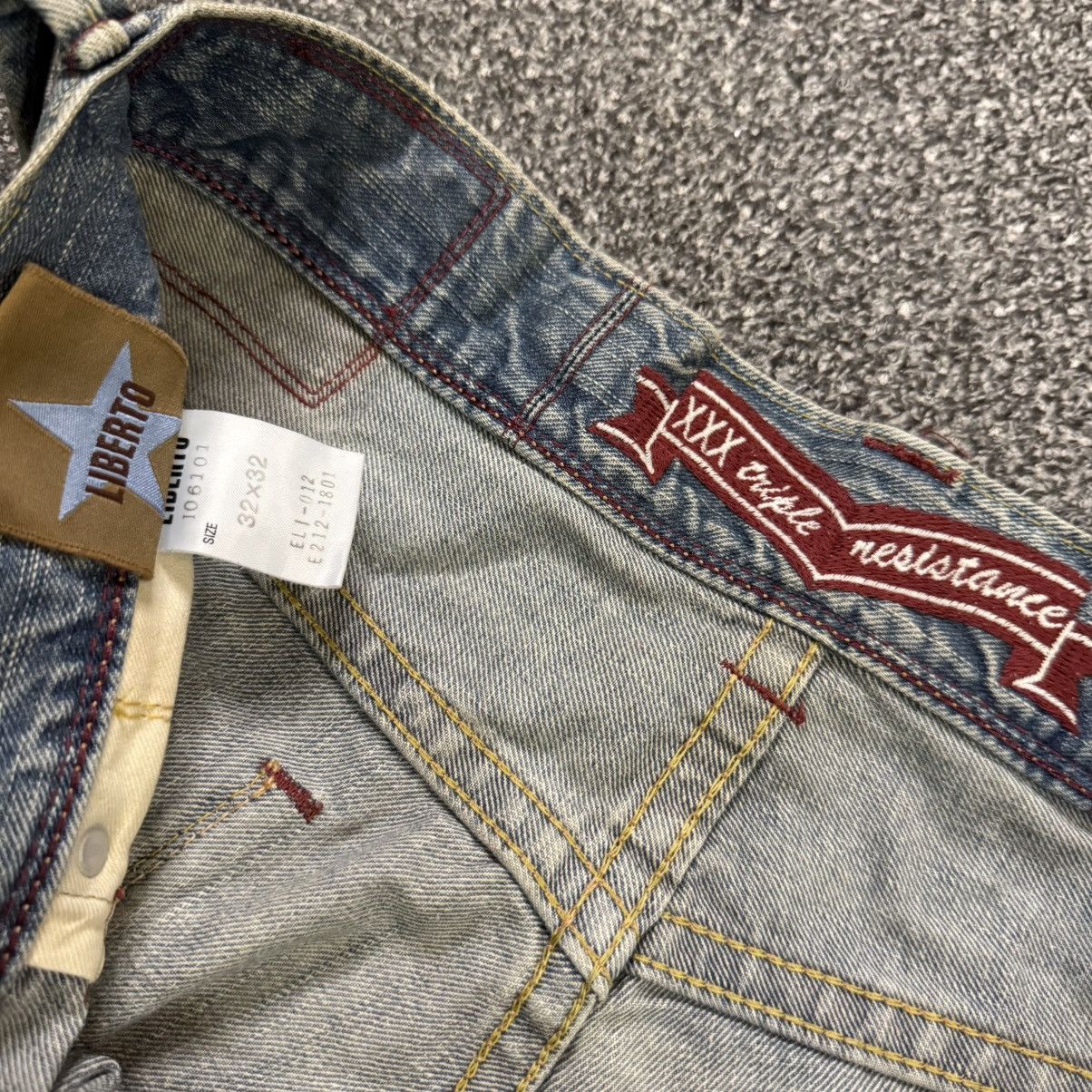 Japanese Brand Japanese Seditionaries Liberto Paint Thrashed Wideleg Denim Size US 32 / EU 48 - 13 Thumbnail