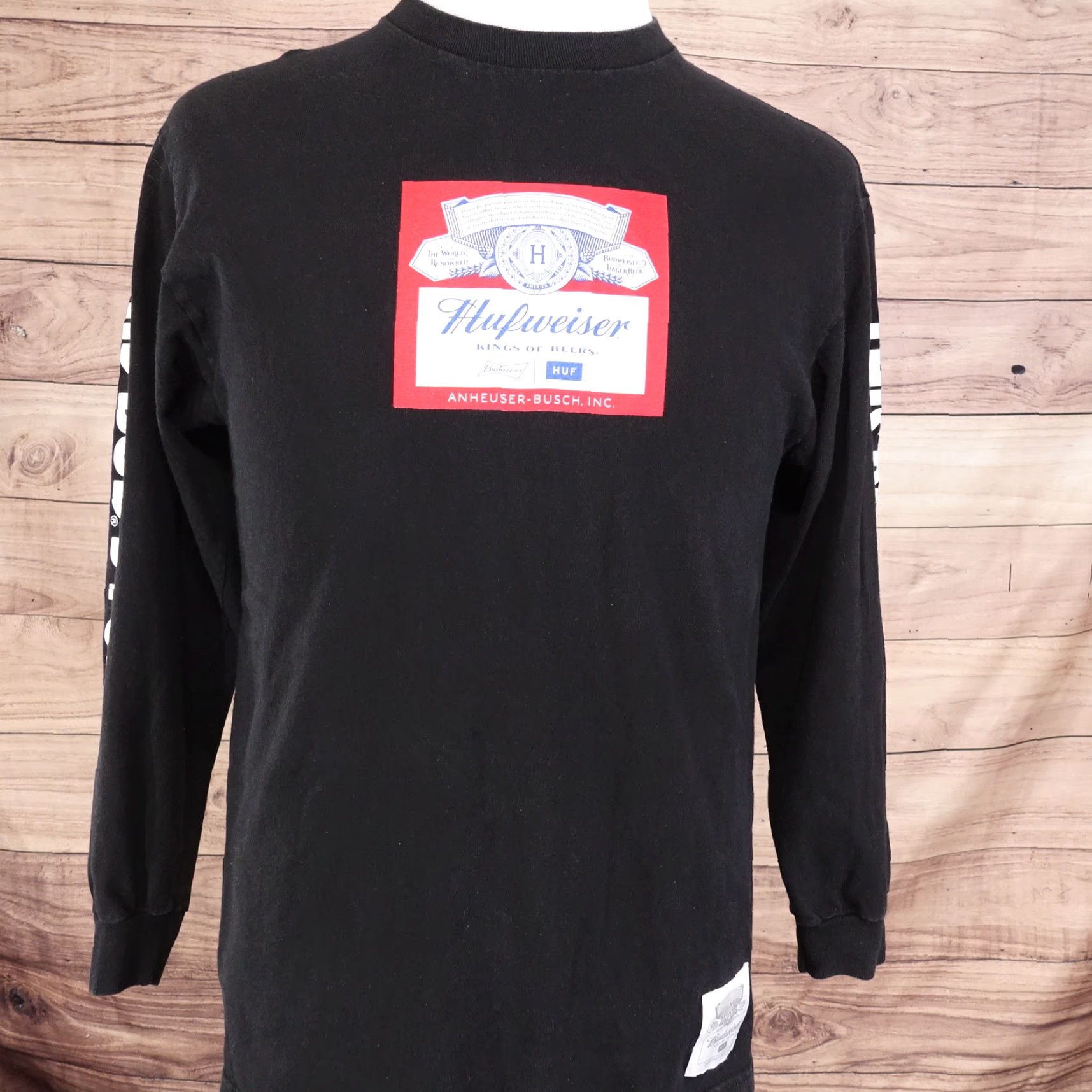 Huf HUF Budweiser Collab Streetwear Long Sleeve T-Shirt Black Medium Unisex Adults Size US M / EU 48-50 / 2 - 4 Thumbnail