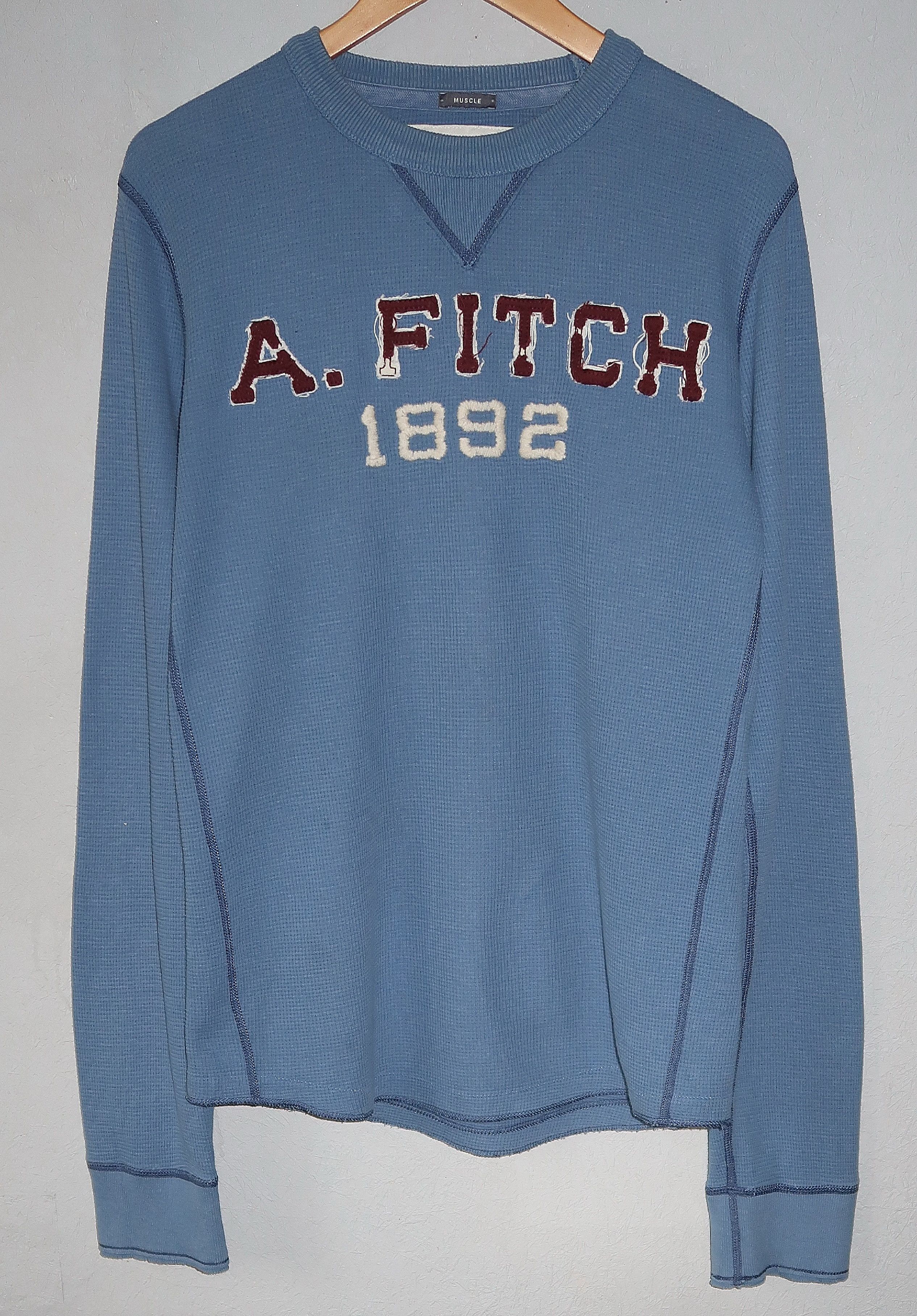 Abercrombie & Fitch Blue Slightly Distressed Oversized Sweatshirt Y2K Size US M / EU 48-50 / 2 - 1 Thumbnail